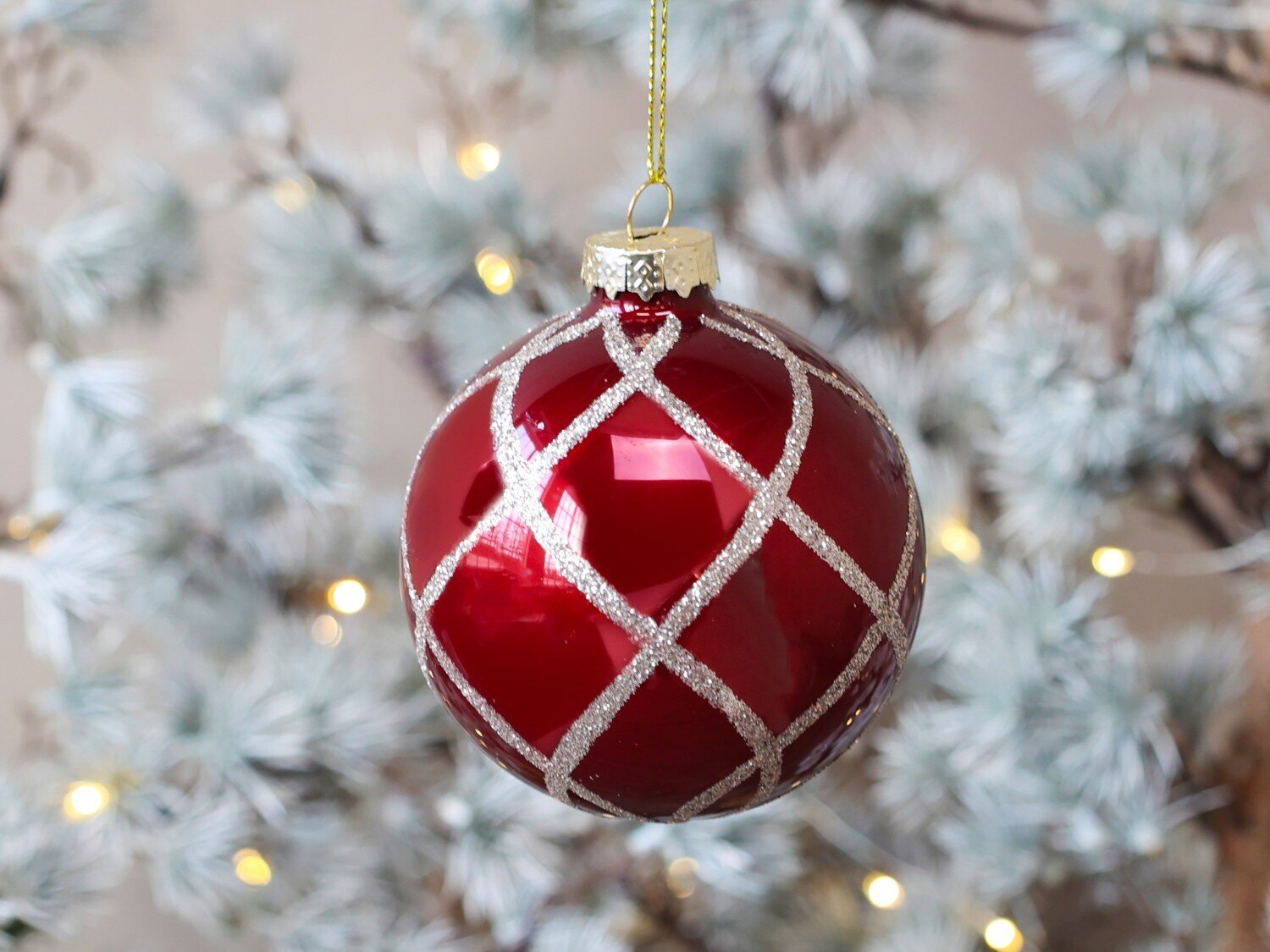 Weihnachtskugel mit Glitzer, rot, rot