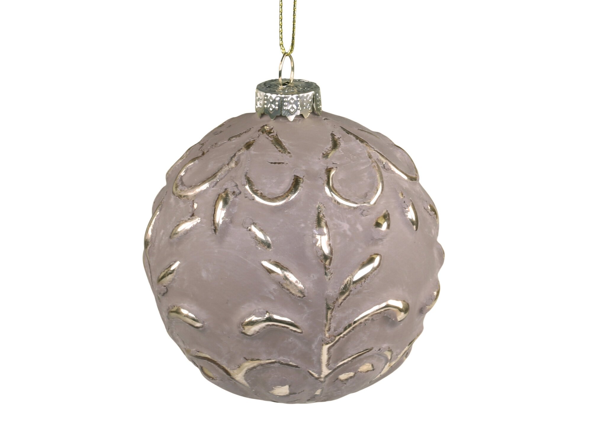 Weihnachtskugel mit Goldmuster Vrilles, antique mokka 