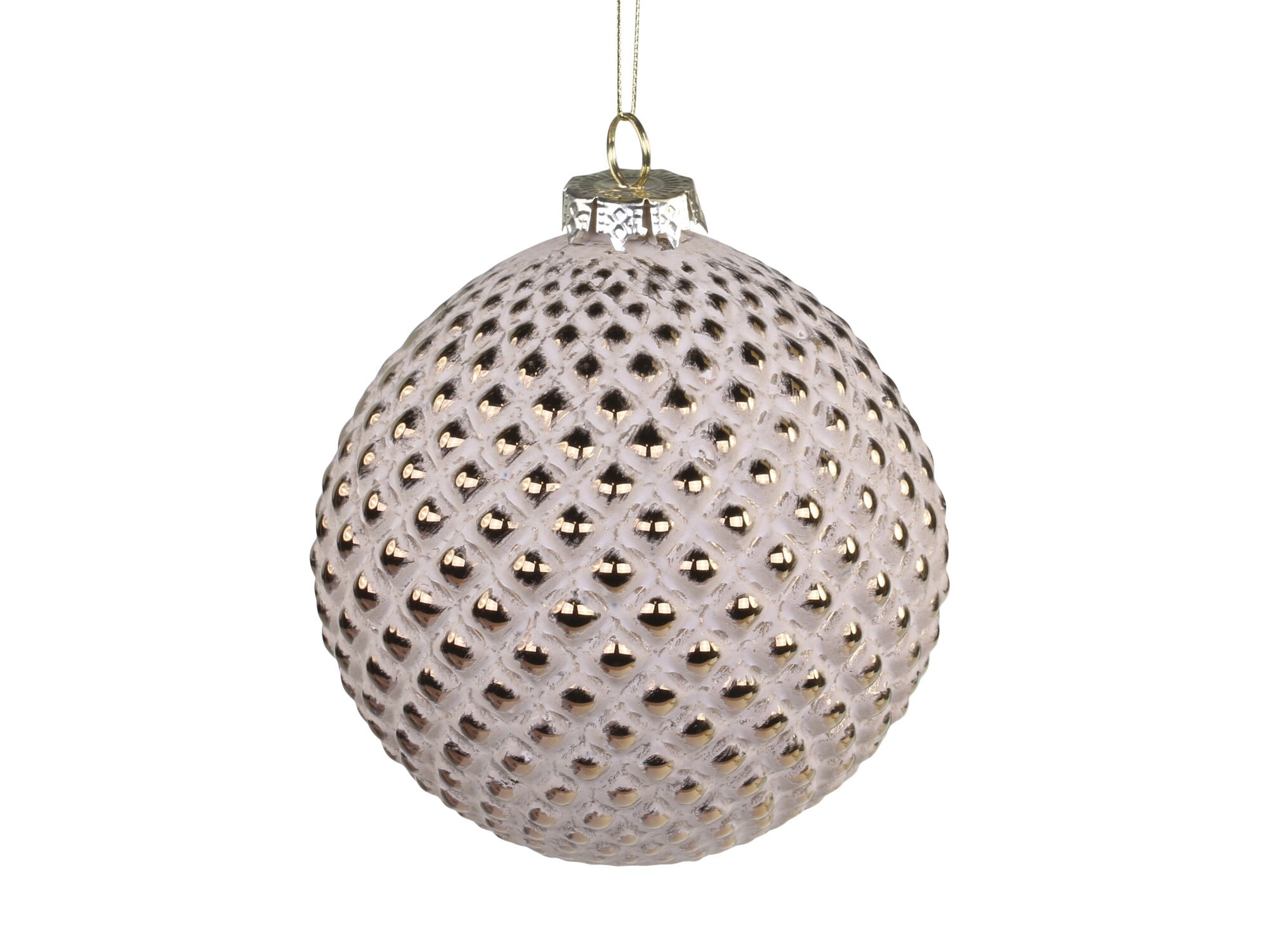 Weihnachtskugel mit Goldmuster Rayon, latte 