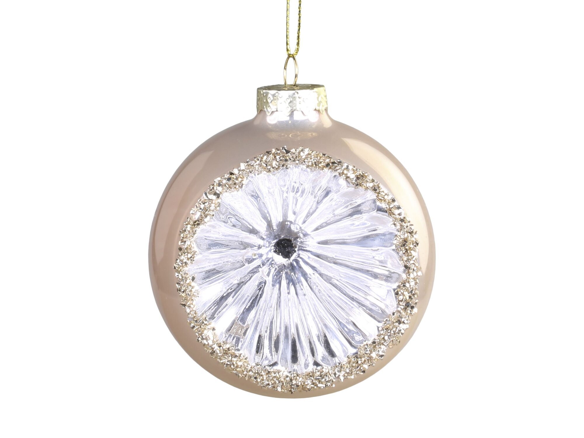 Weihnachtskugel mit Kristalloptik, antique latte 