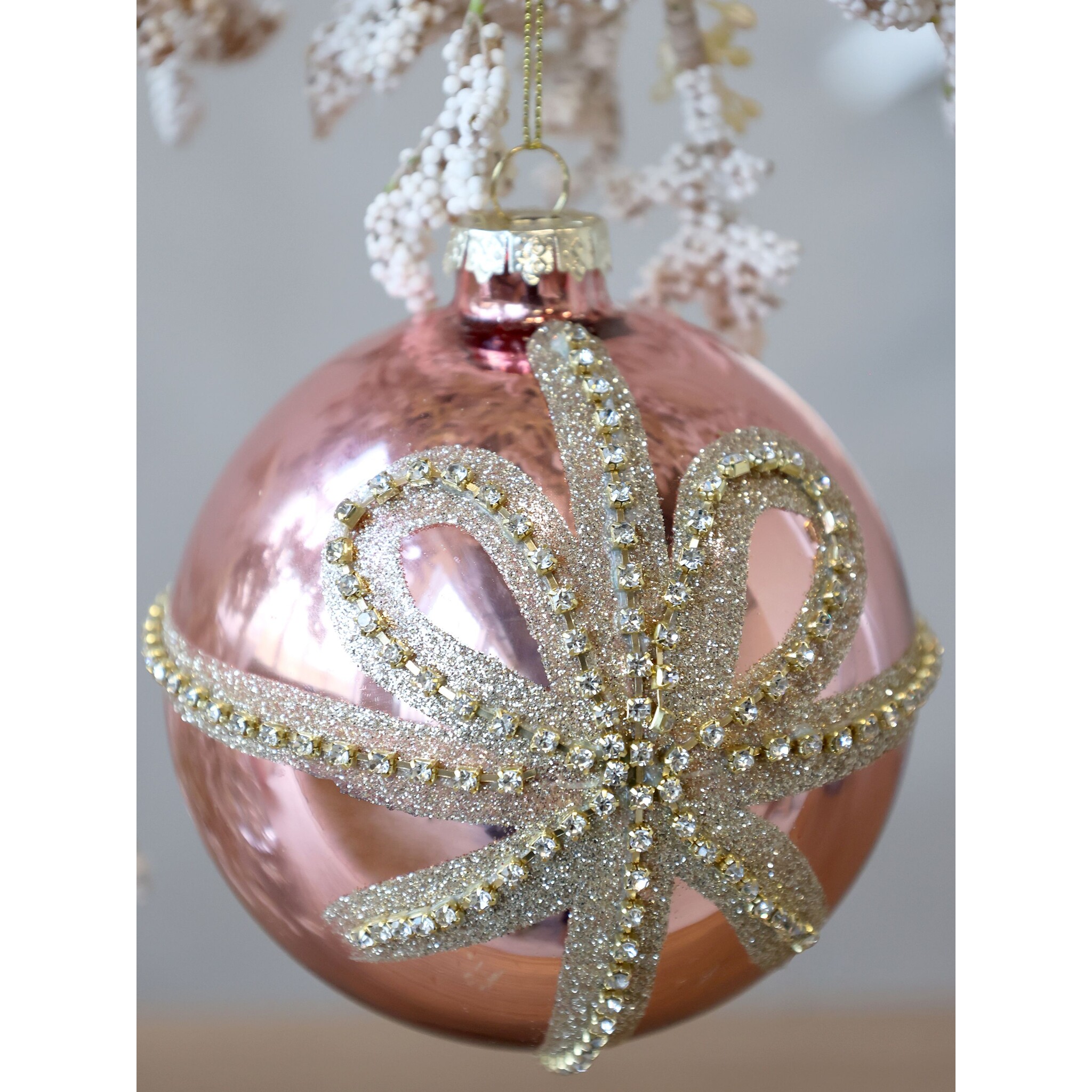 Weihnachtskugel Rosa Glitzerschleife, rosa 
