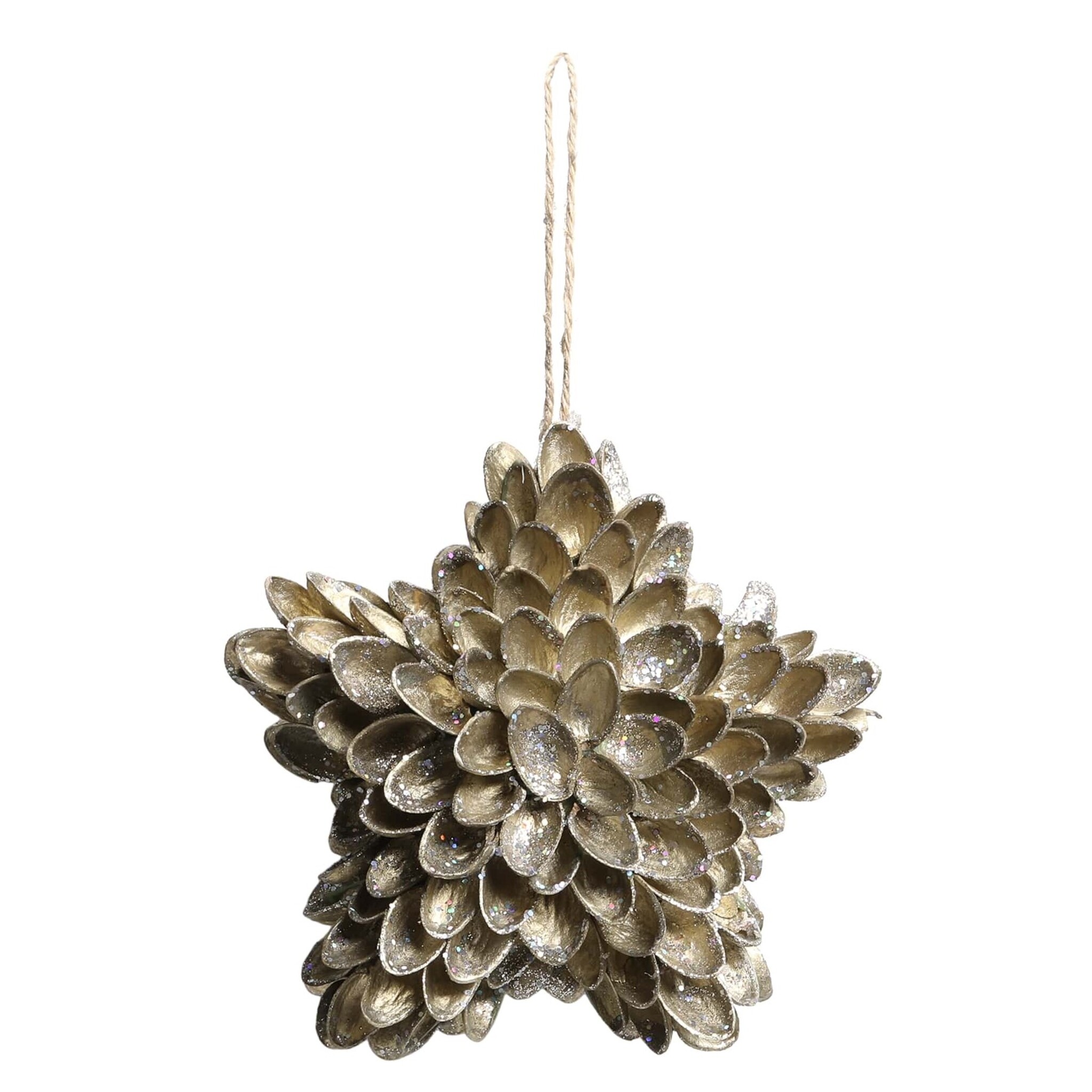 Weihnachtskugel Sternenform, antique messing 