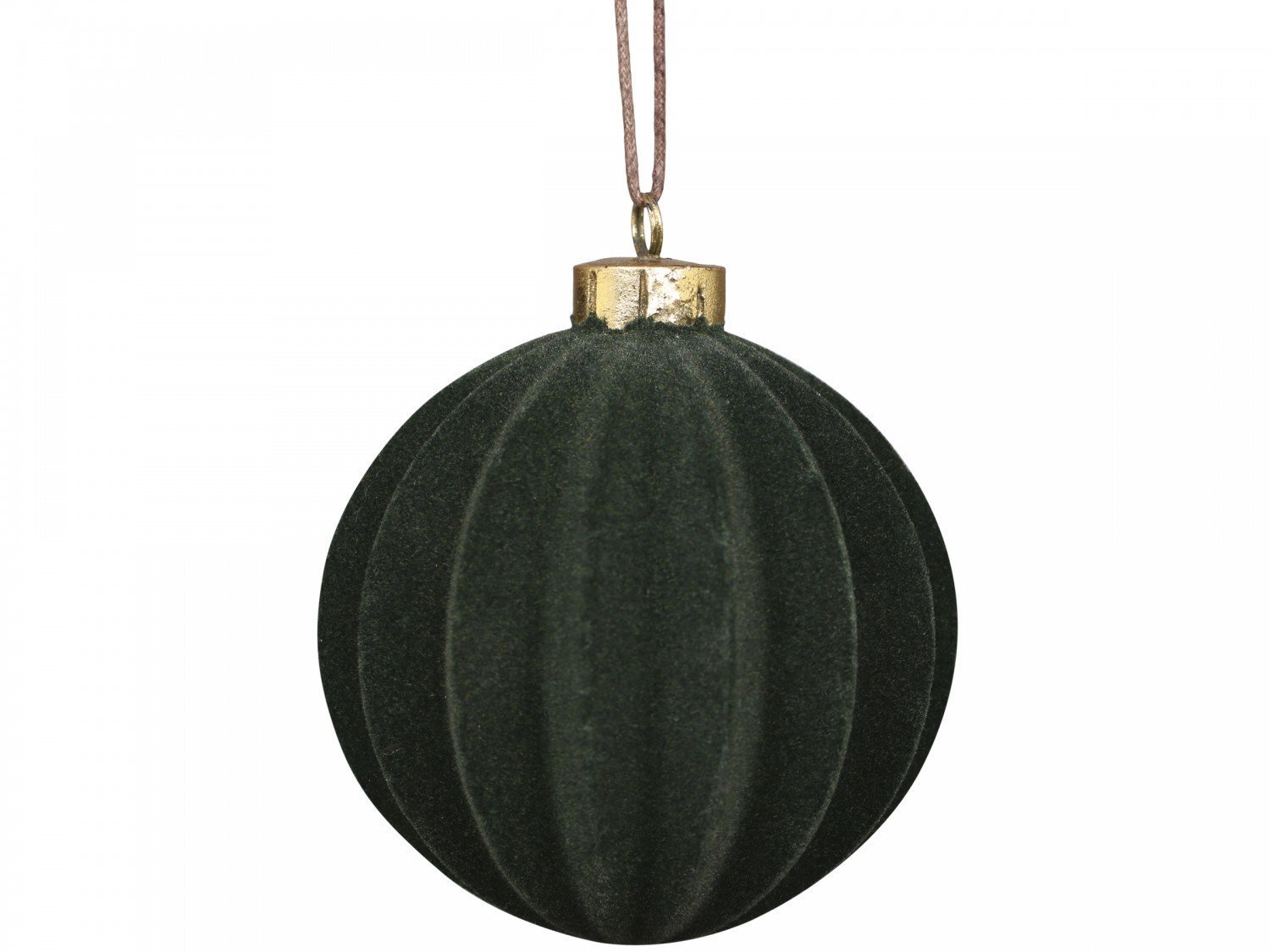 Weihnachtskugel Velours in Fächerstruktur, moosgrün 