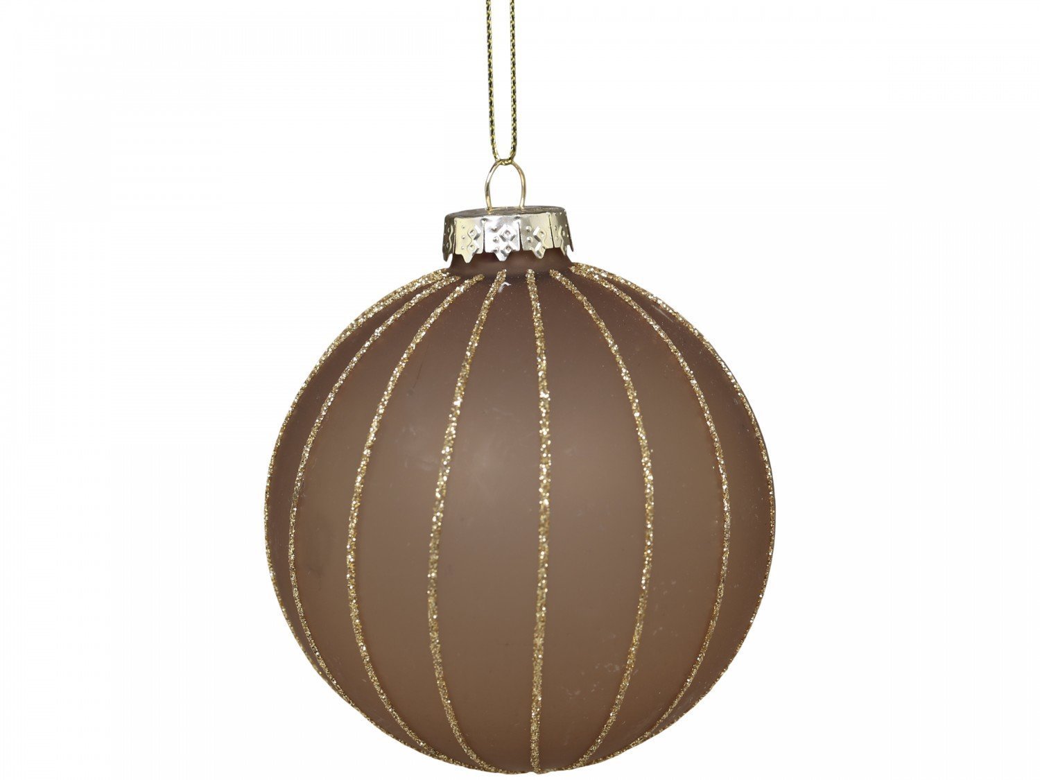 Weihnachtskugel Velours mit Goldstreifen , karamell 