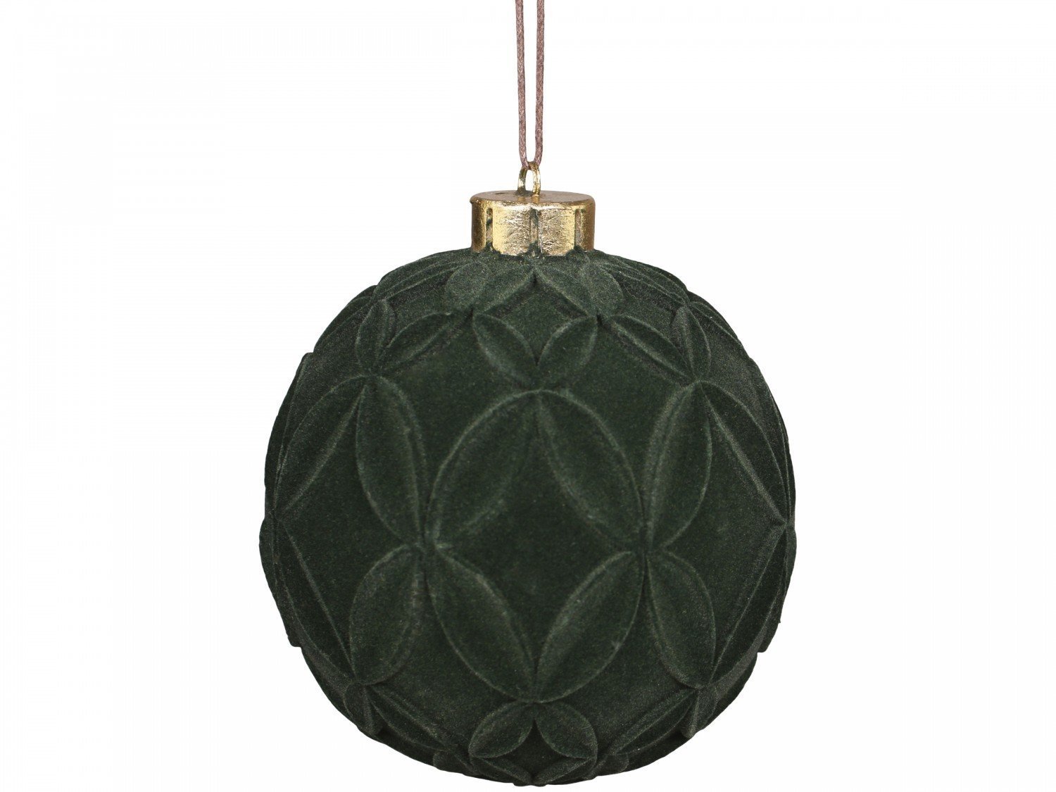 Weihnachtskugel Velours mit Muster, moosgrün  