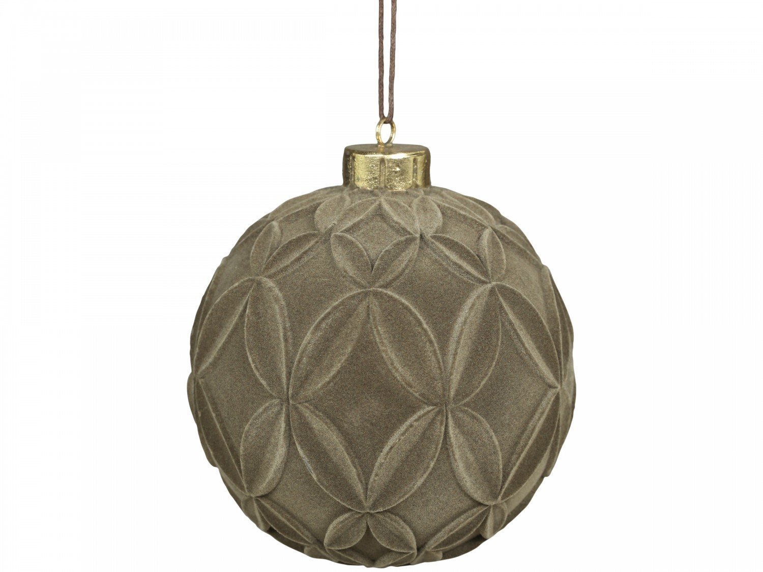 Weihnachtskugel Velours mit Muster, latte 