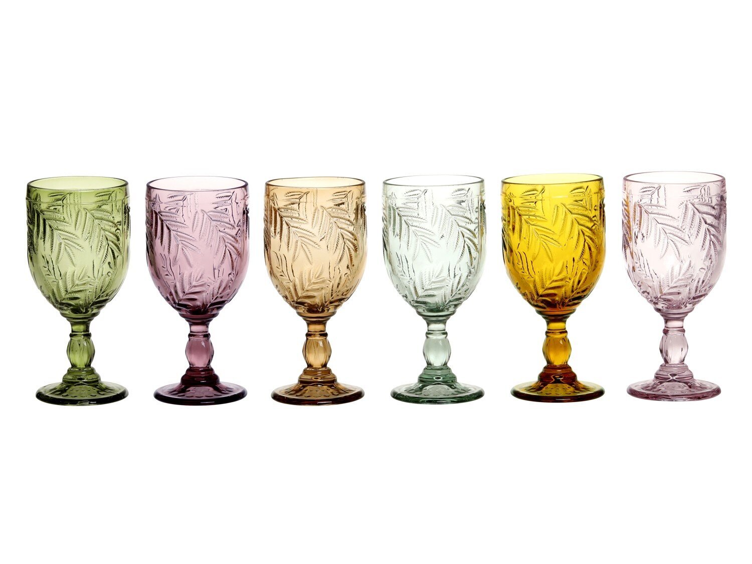 6er Set Weingläser Saint Emilion mit Blattmuster, diverse 