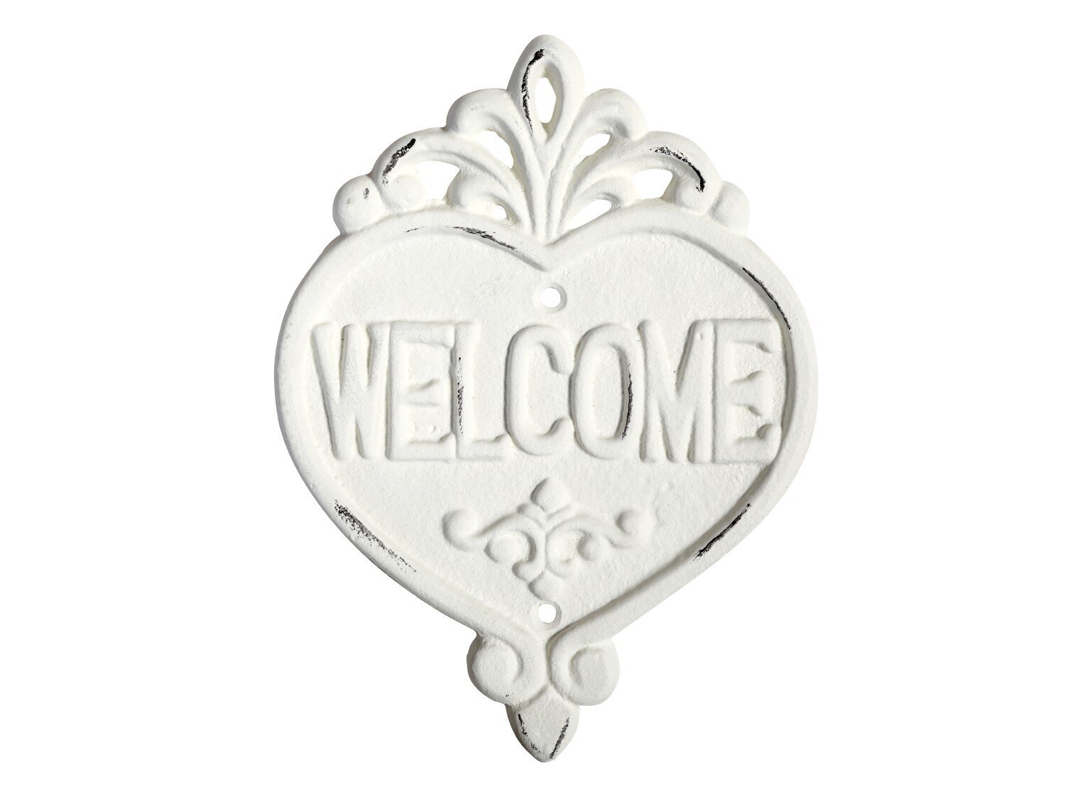Welcome Schild aus Eisen, antique creme 