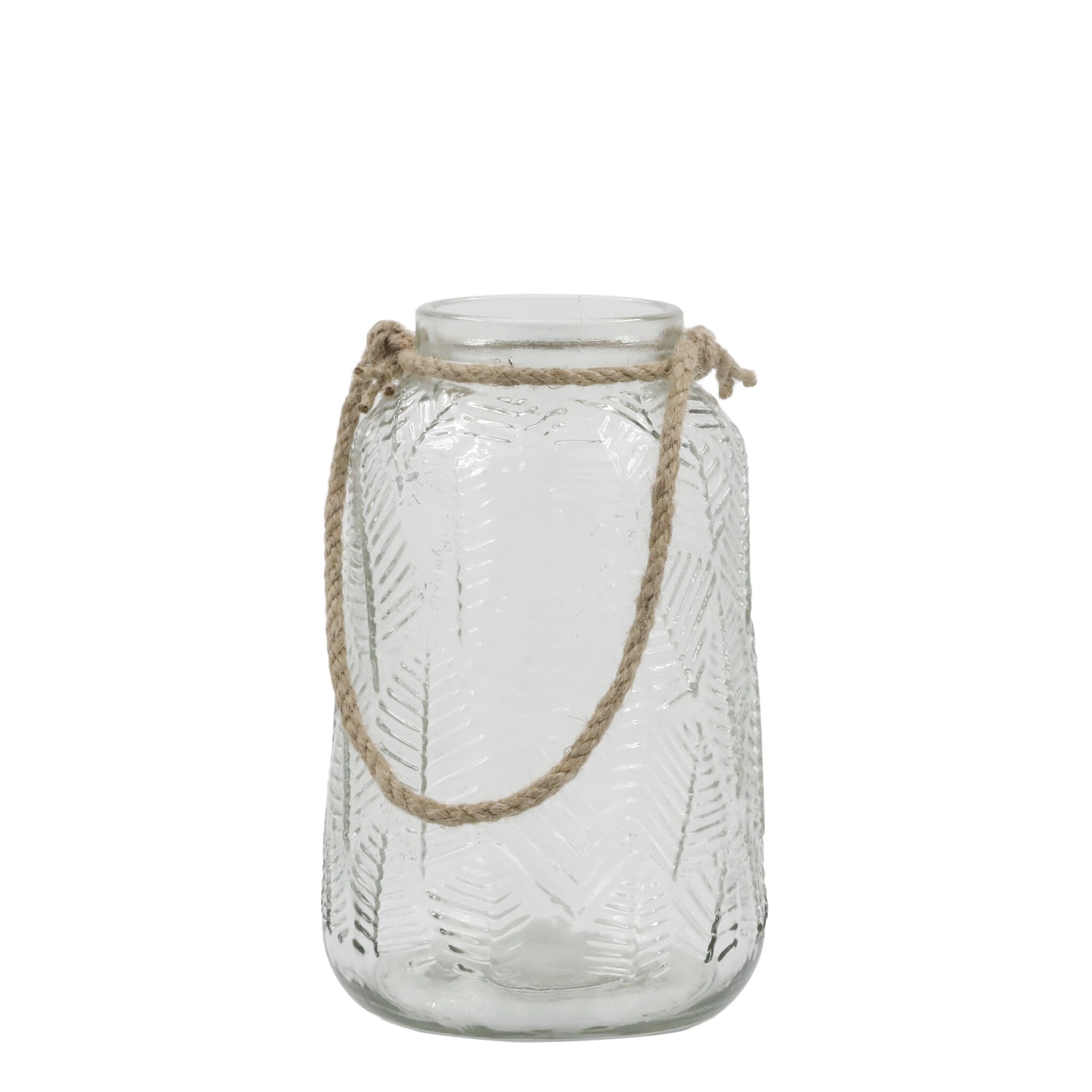 Windlicht aus Glas mit Blattmuster, klar Höhe 20, Ø 12,5 cm