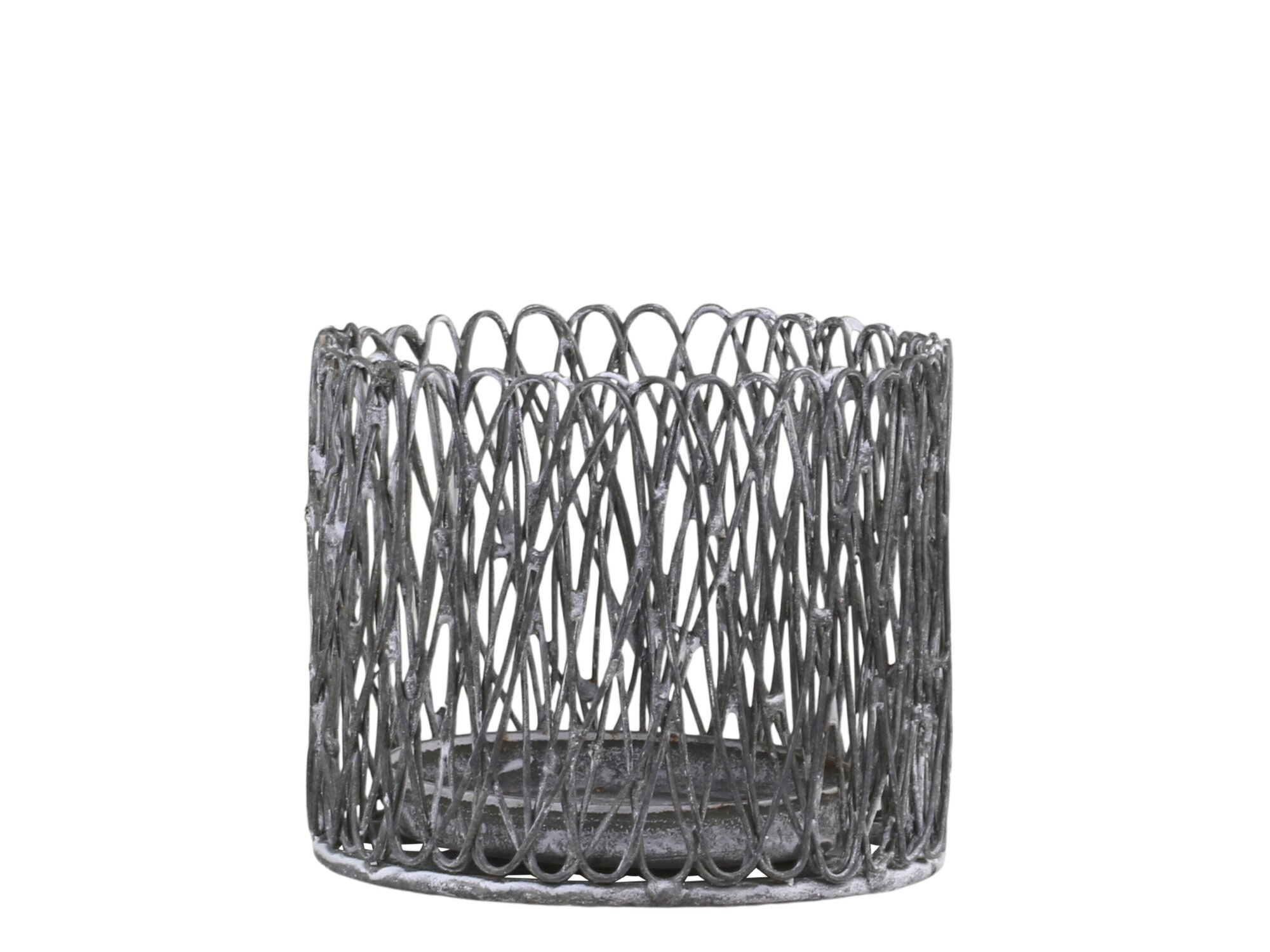 Windlicht Fil de Fer aus Eisen, antik zink Ø11 x H9cm