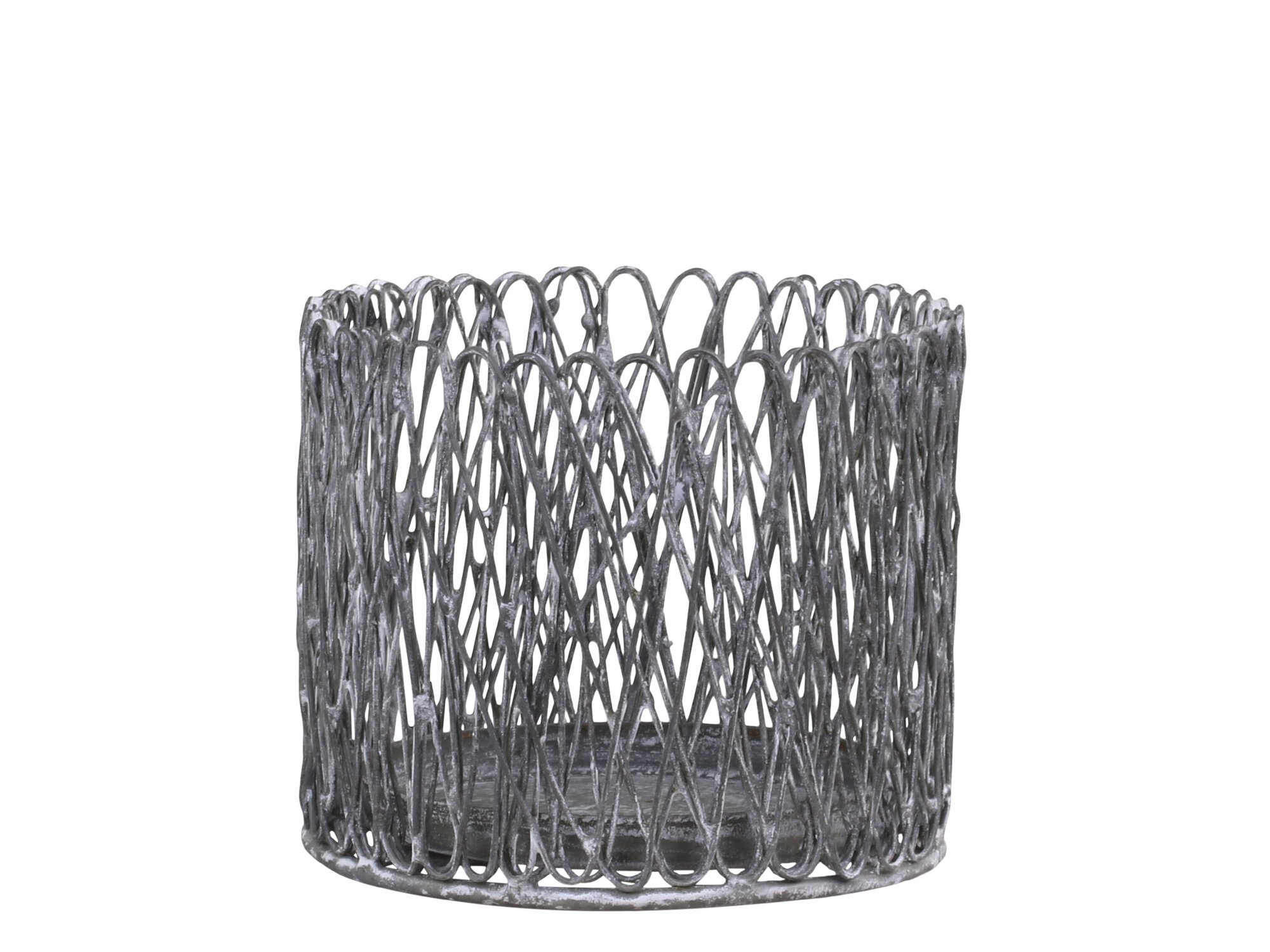 Windlicht Fil de Fer aus Eisen, antik zink Ø12,5 x H10,5cm