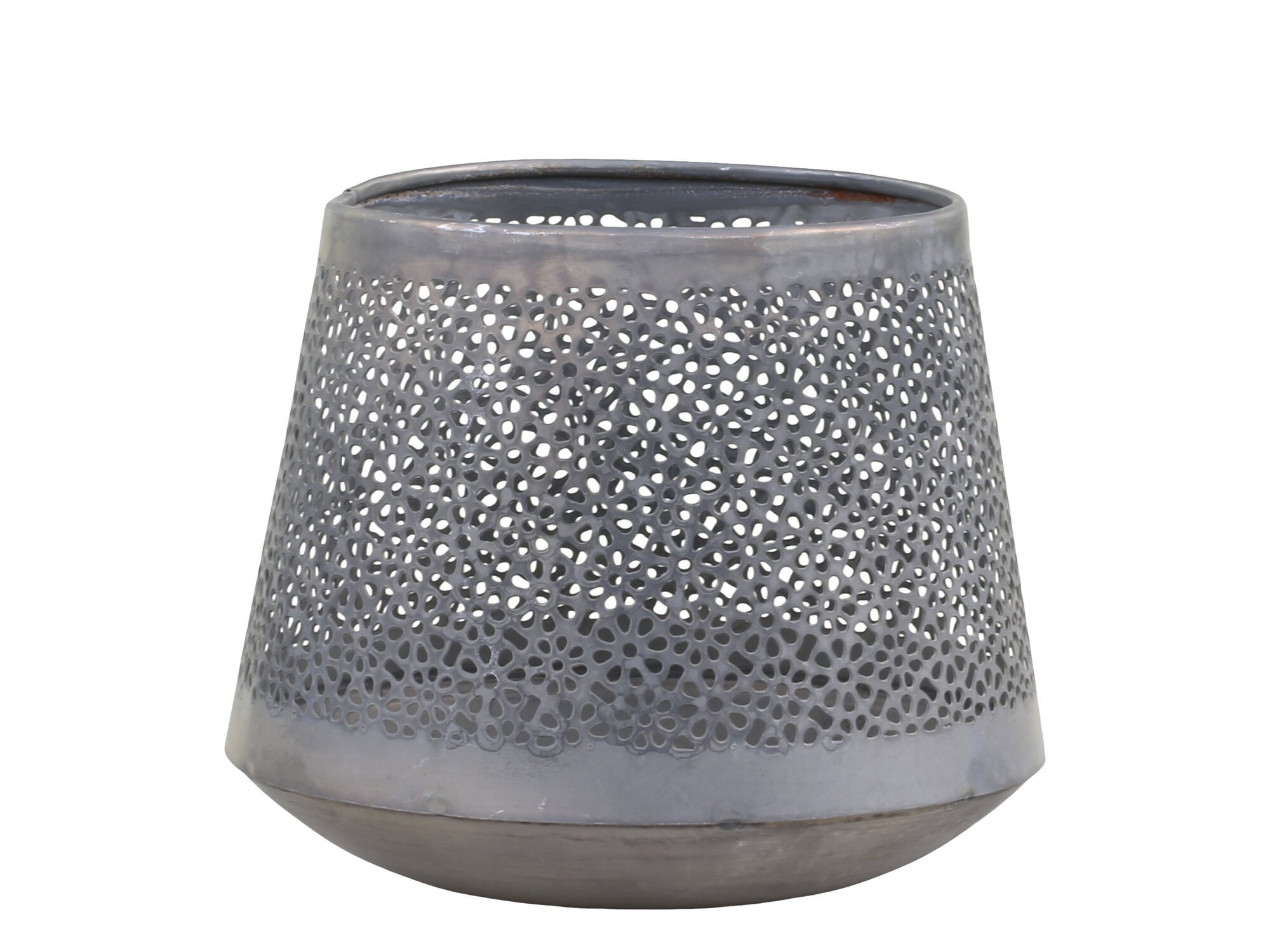 Windlicht mit Blumenmuster, antik zink Ø15 x H13cm