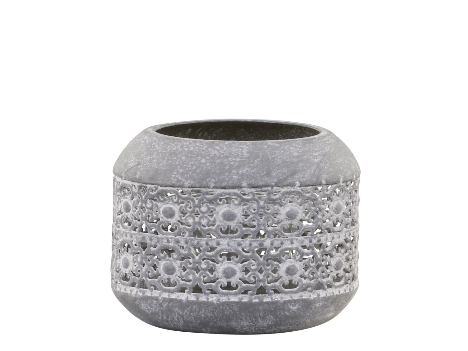 Windlicht mit Dekomuster, antique zink H7,5 x Ø9,5 cm