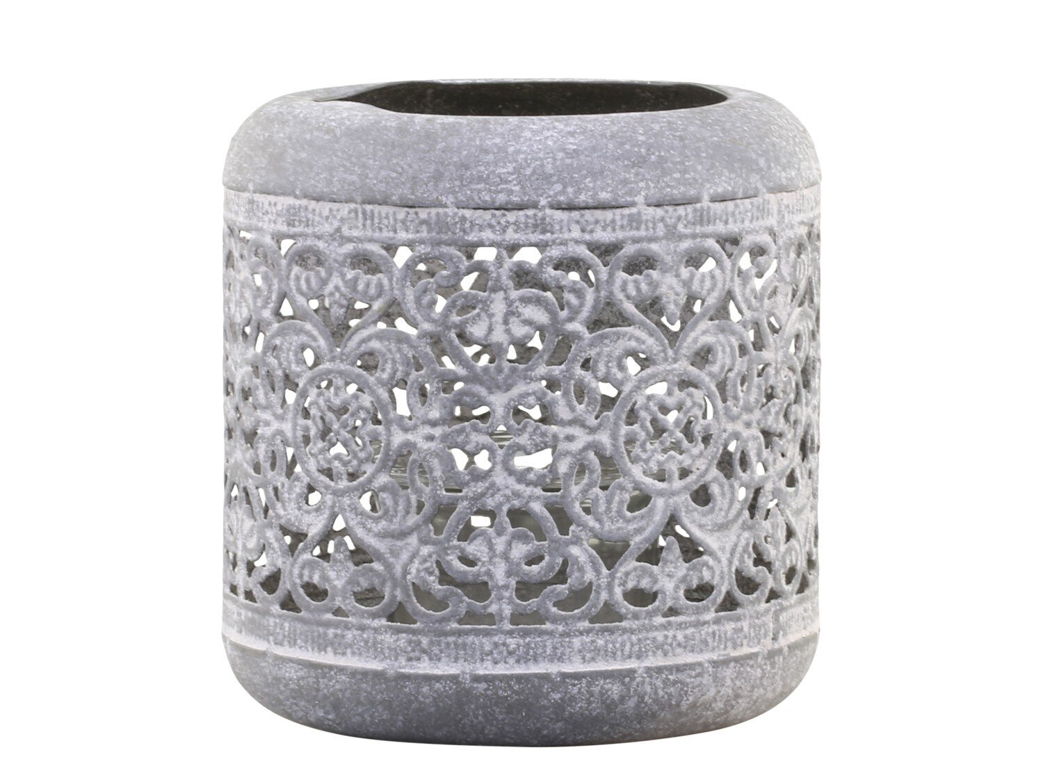 Windlicht mit Dekomuster, antique zink H11 x Ø10,5 cm