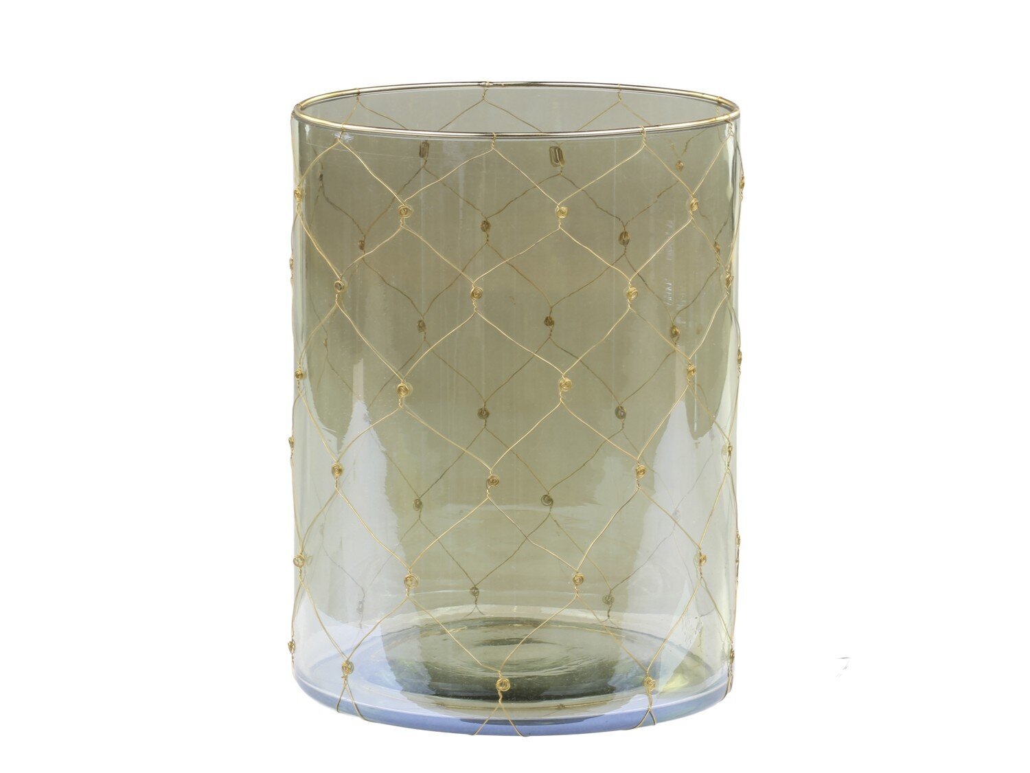 Windlicht mit Eisen Dekor, verte H20 x Ø15 cm