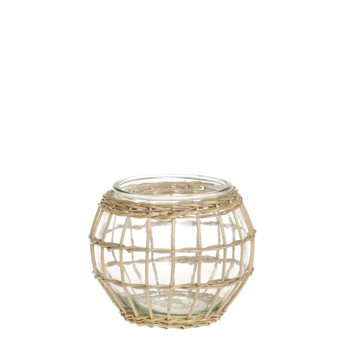 Windlicht mit geflochtenem Gras, natur 