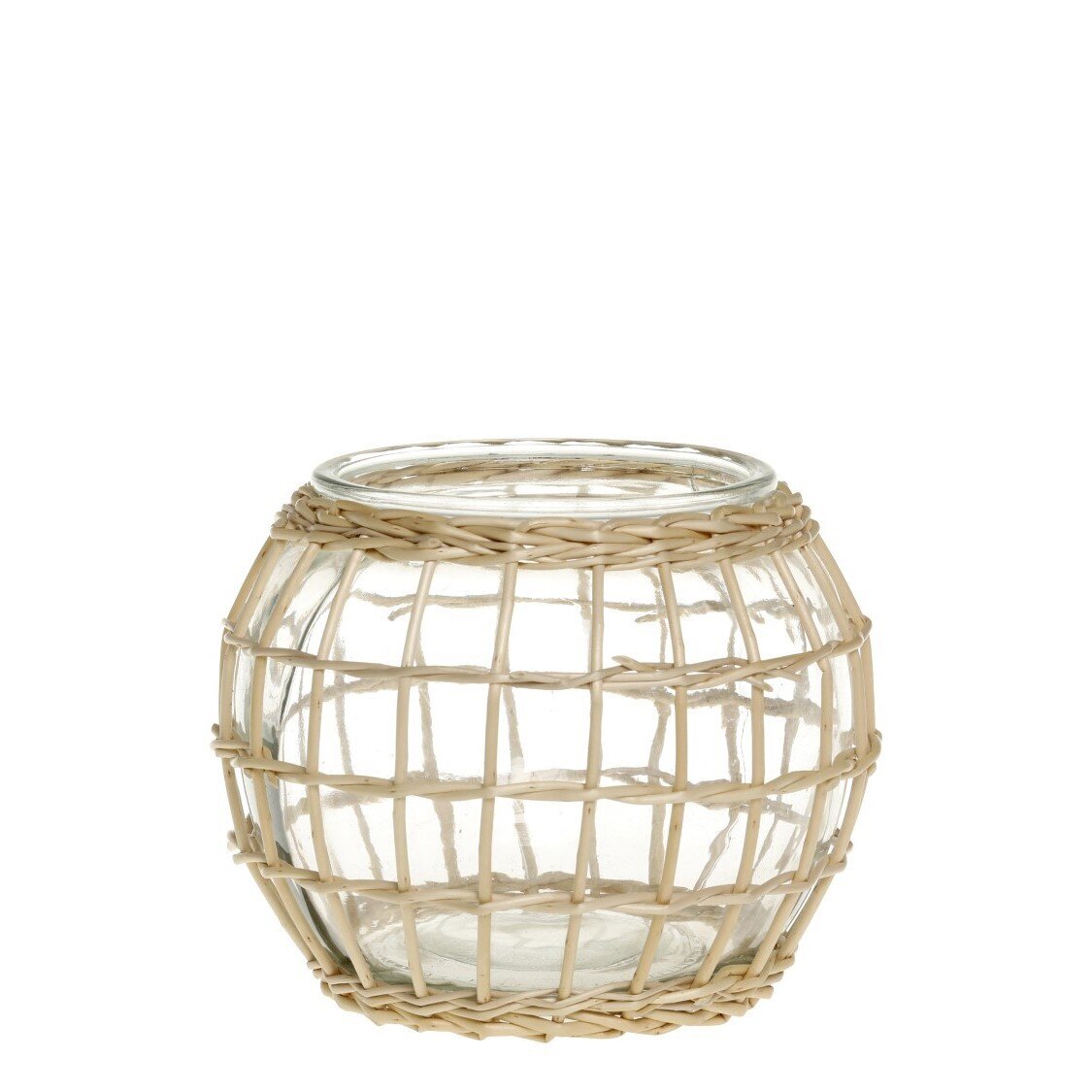 Windlicht mit geflochtenem Gras, natur 