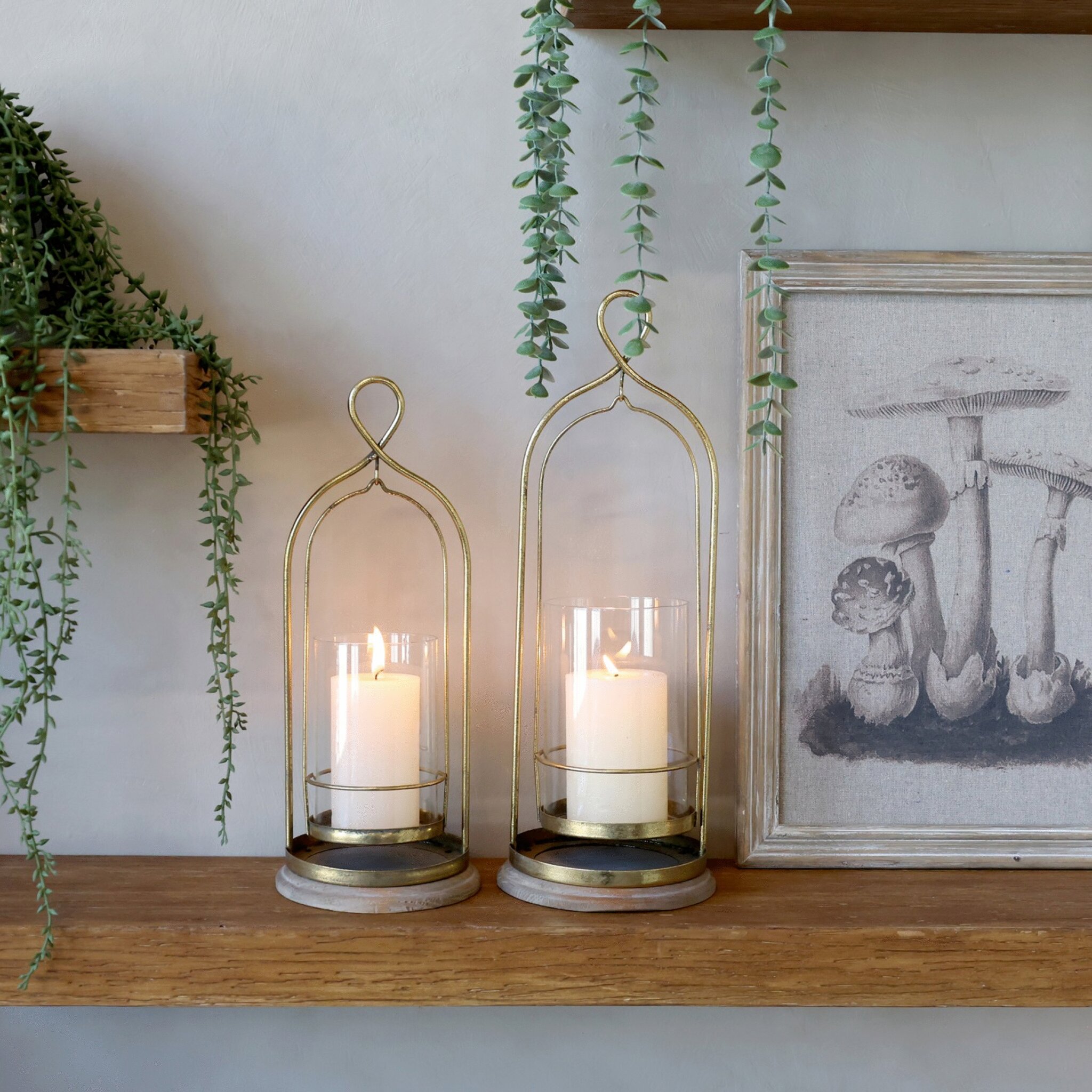 Windlicht mit Glas, messing 