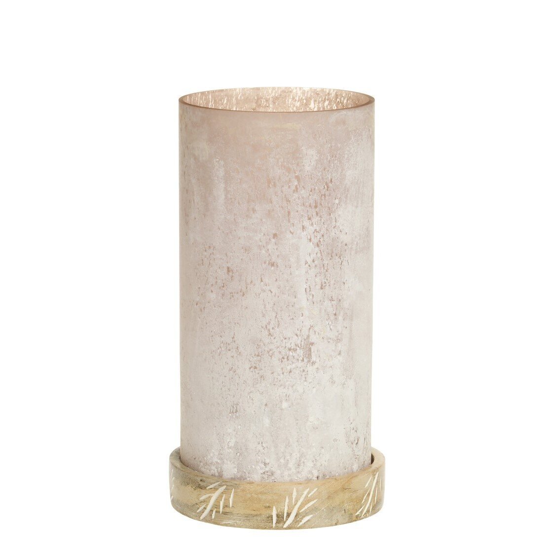 Windlicht mit graviertem Sockel, antique rosa 