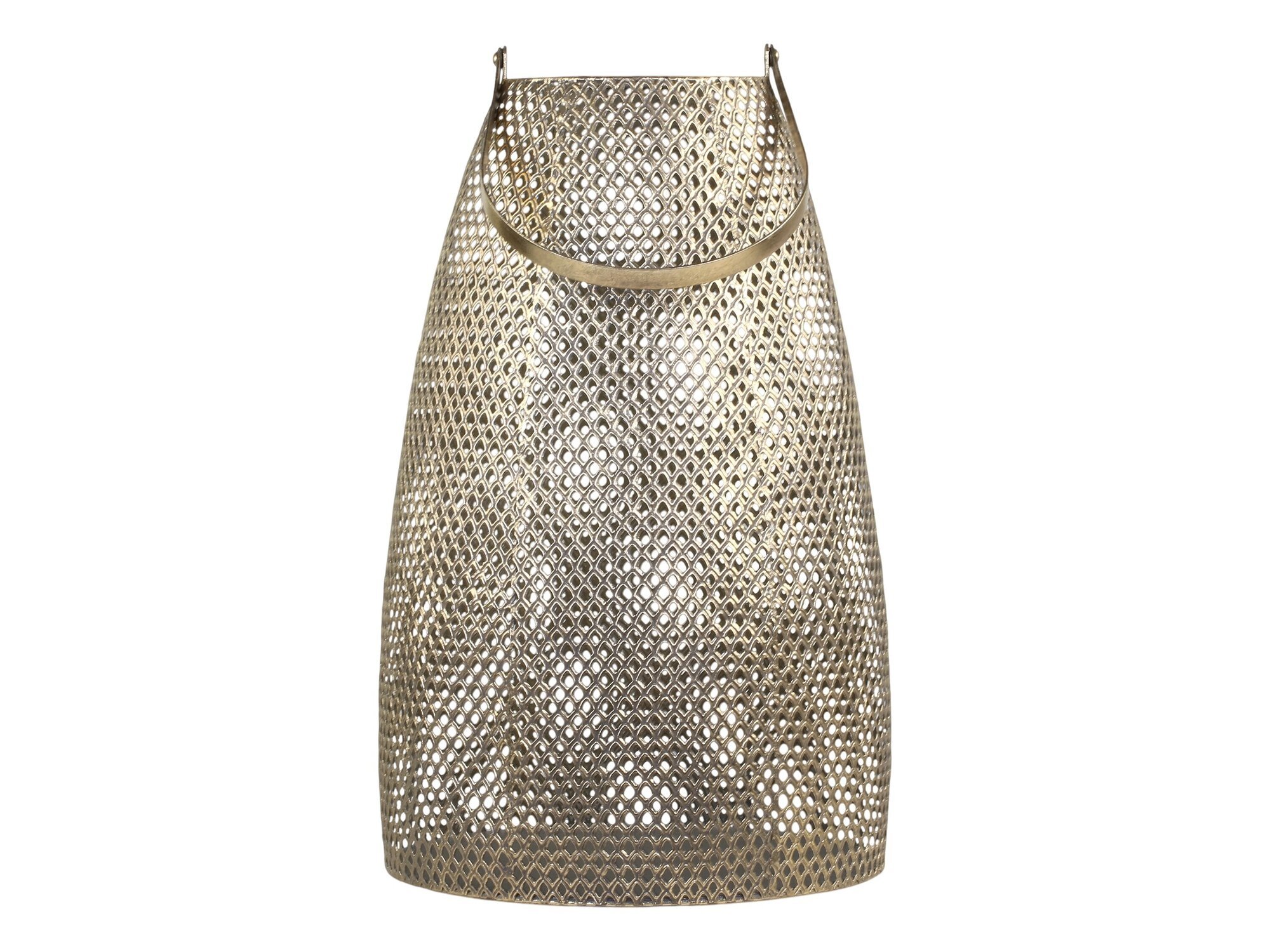 Windlicht mit Lochmuster aus Eisen, antik messing Ø30 x H70,5 cm