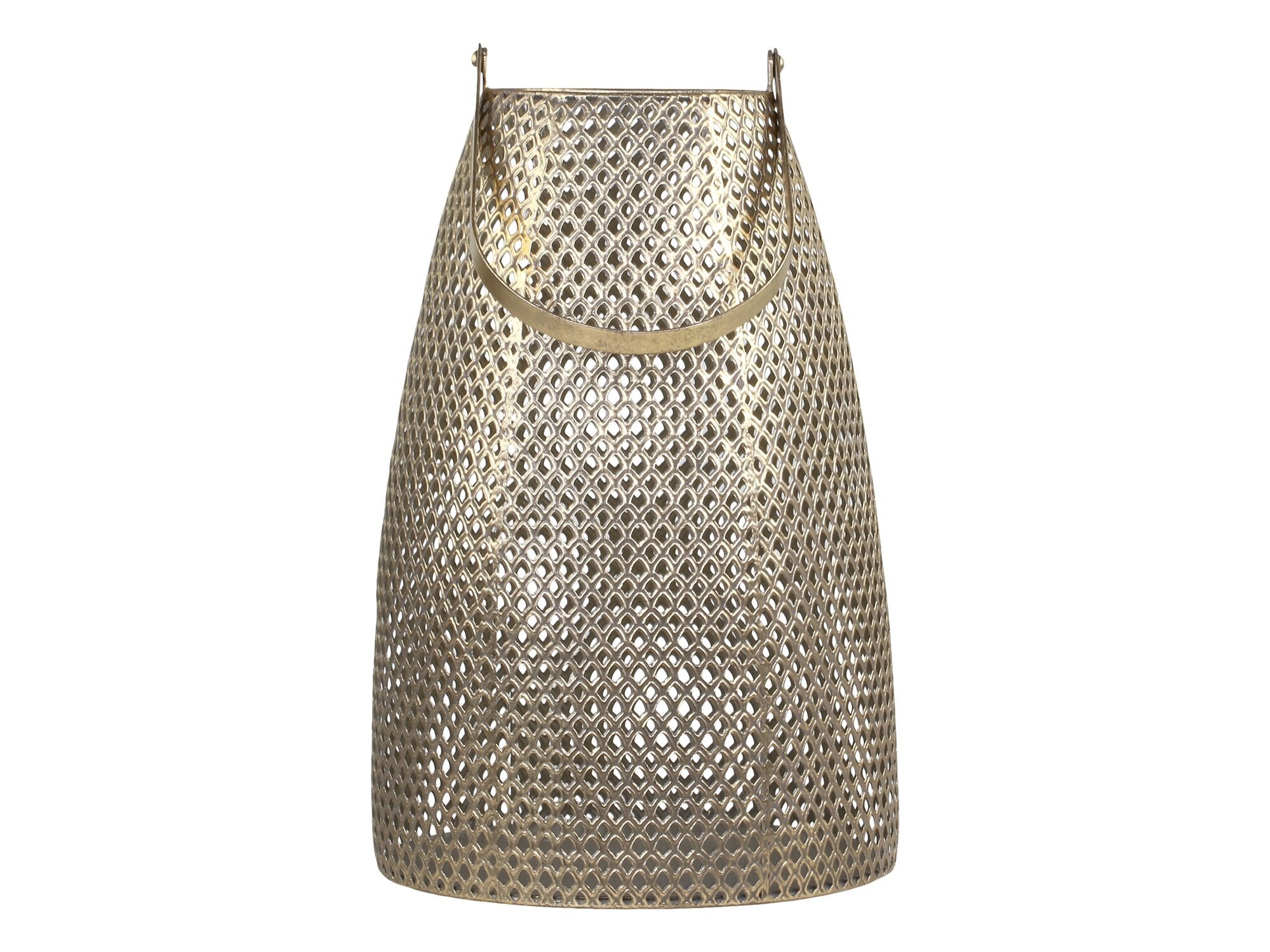 Windlicht mit Lochmuster aus Eisen, antik messing Ø25 x H60 cm