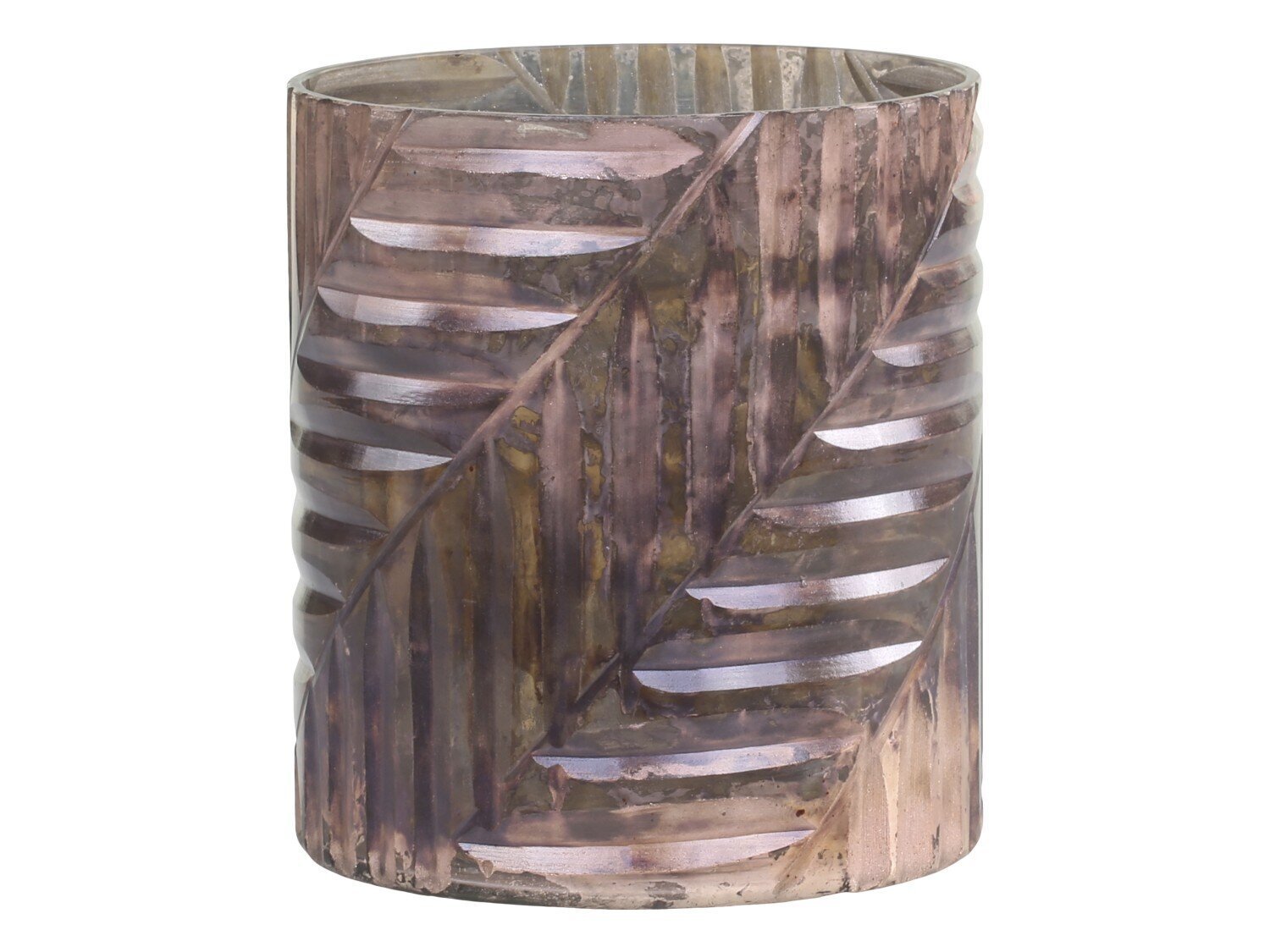 Windlicht mit Schliff, antik mokka H12/Ø10 cm