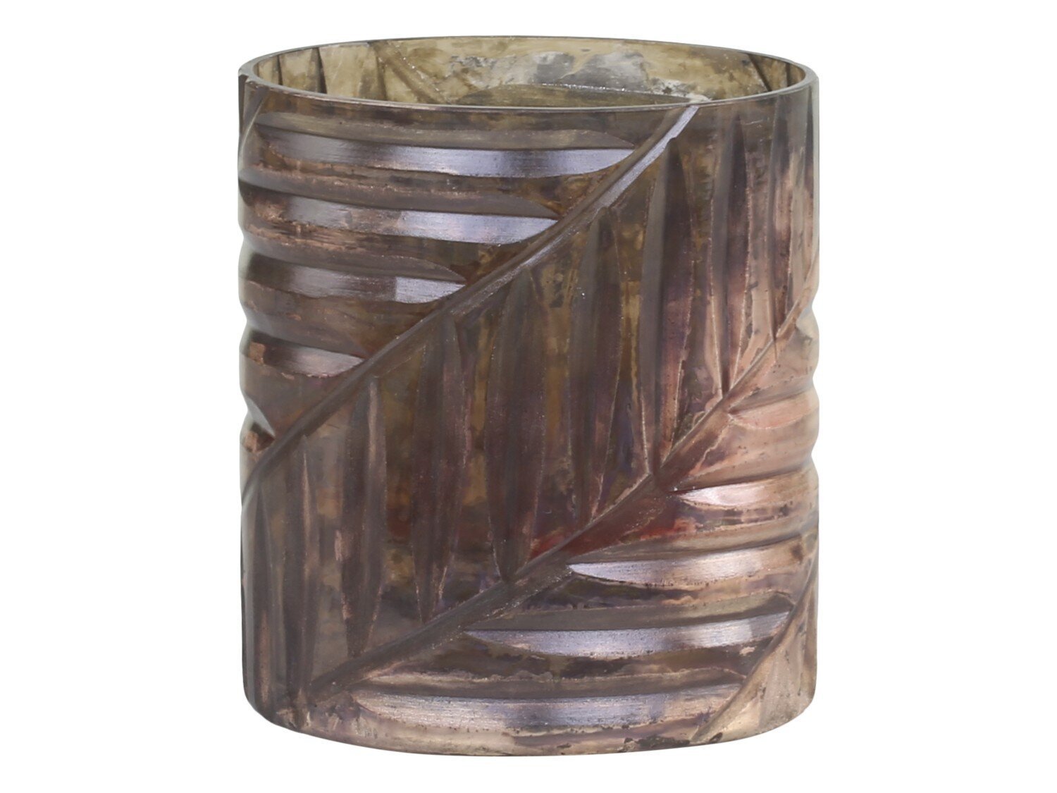 Windlicht mit Schliff, antik mokka H8/Ø7 cm