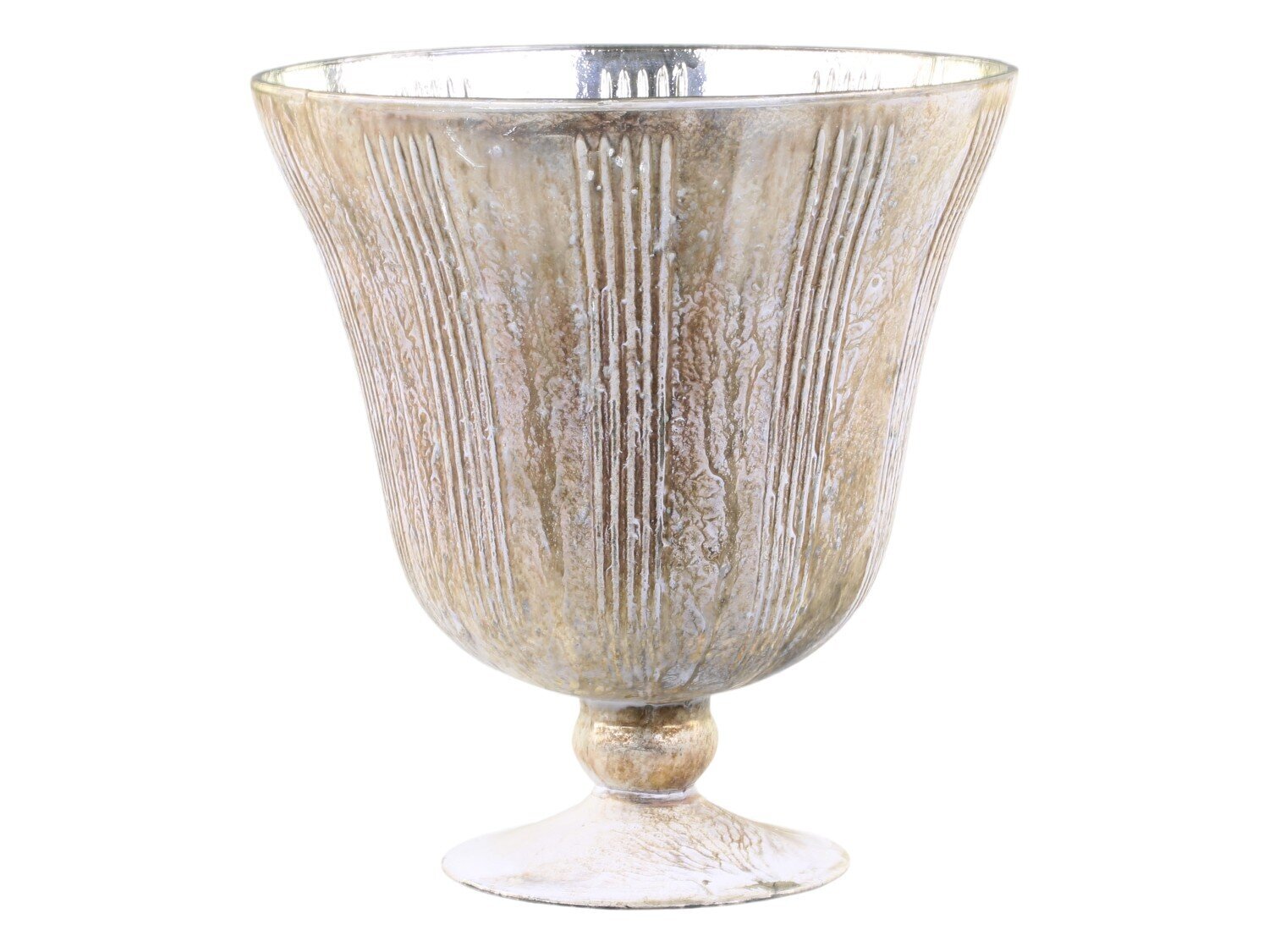 Windlicht Übertopf mit Goldfaden, antique creme H23,5 x Ø22,5 cm