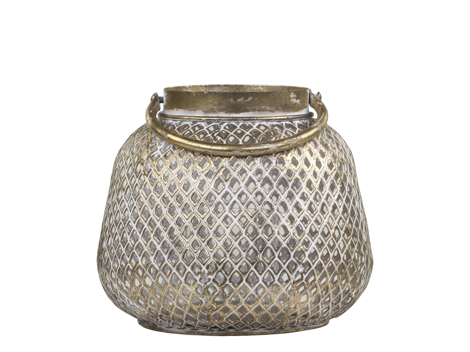 Windlicht Vire mit Muster, antik messing Ø20 x H18 cm