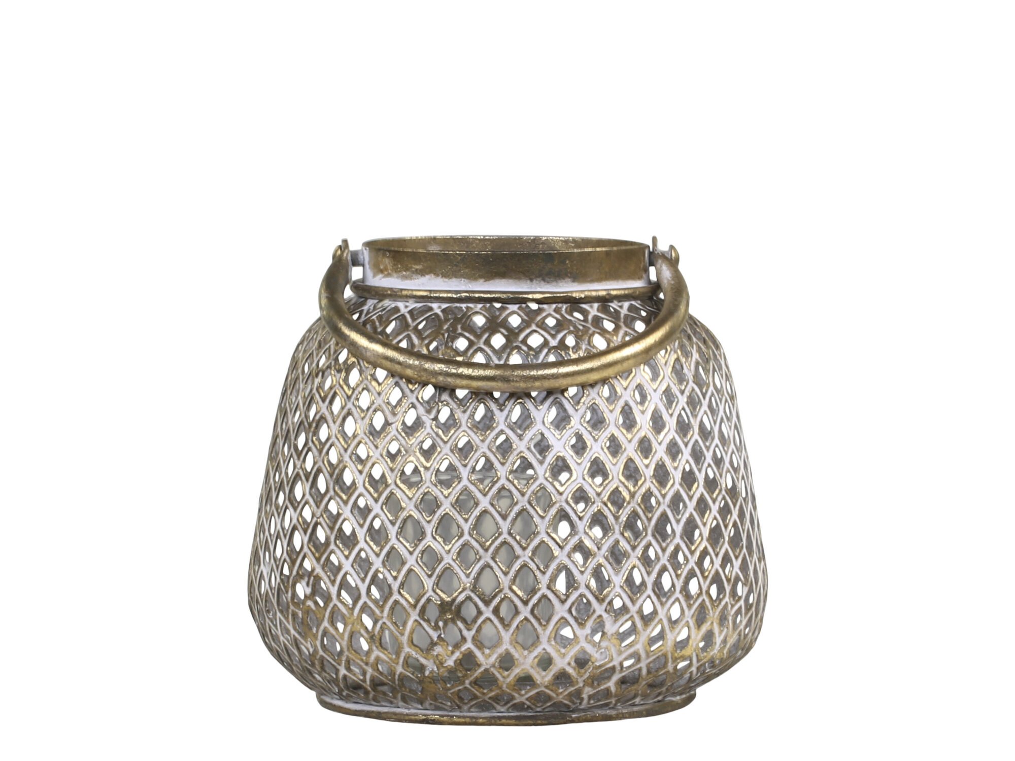 Windlicht Vire mit Muster, antik messing Ø16 x H15 cm