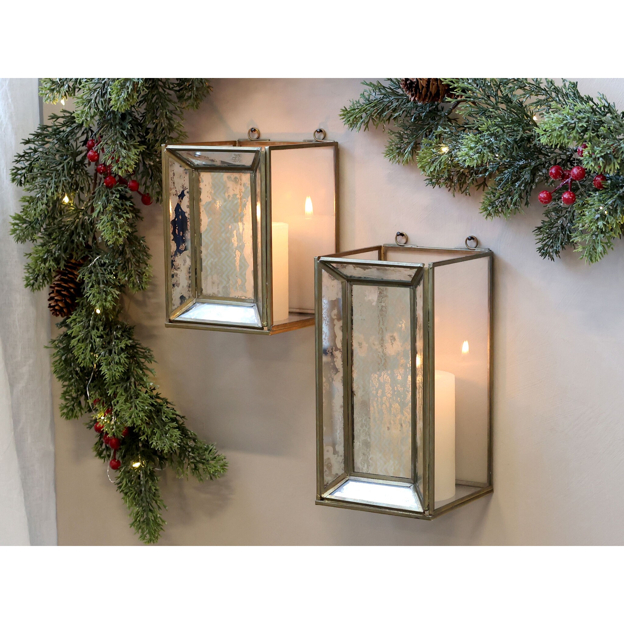 Windlicht zum Aufhängen aus Eisen, messing 