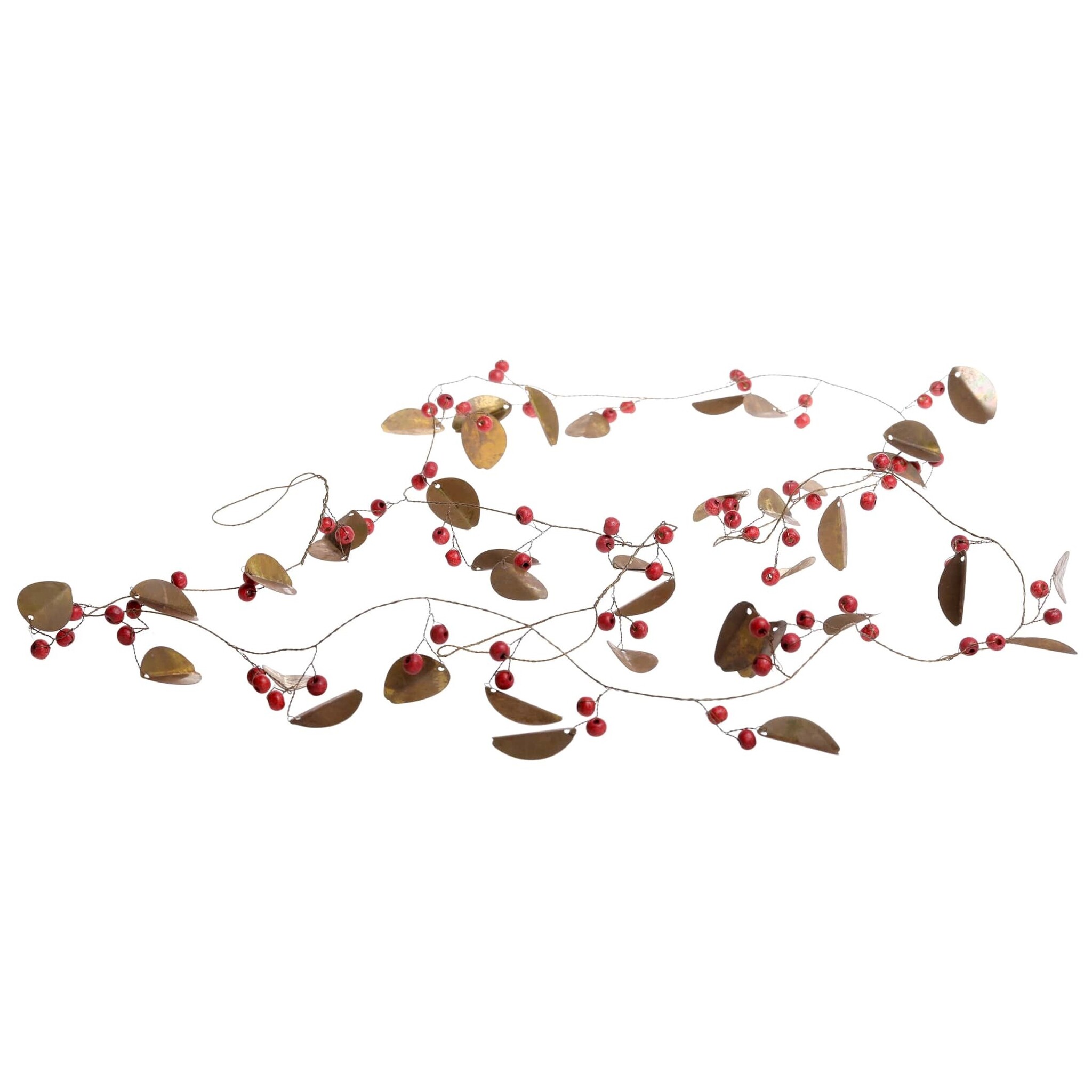 Winterliche Blätterranke mit Perlen, antique messing 