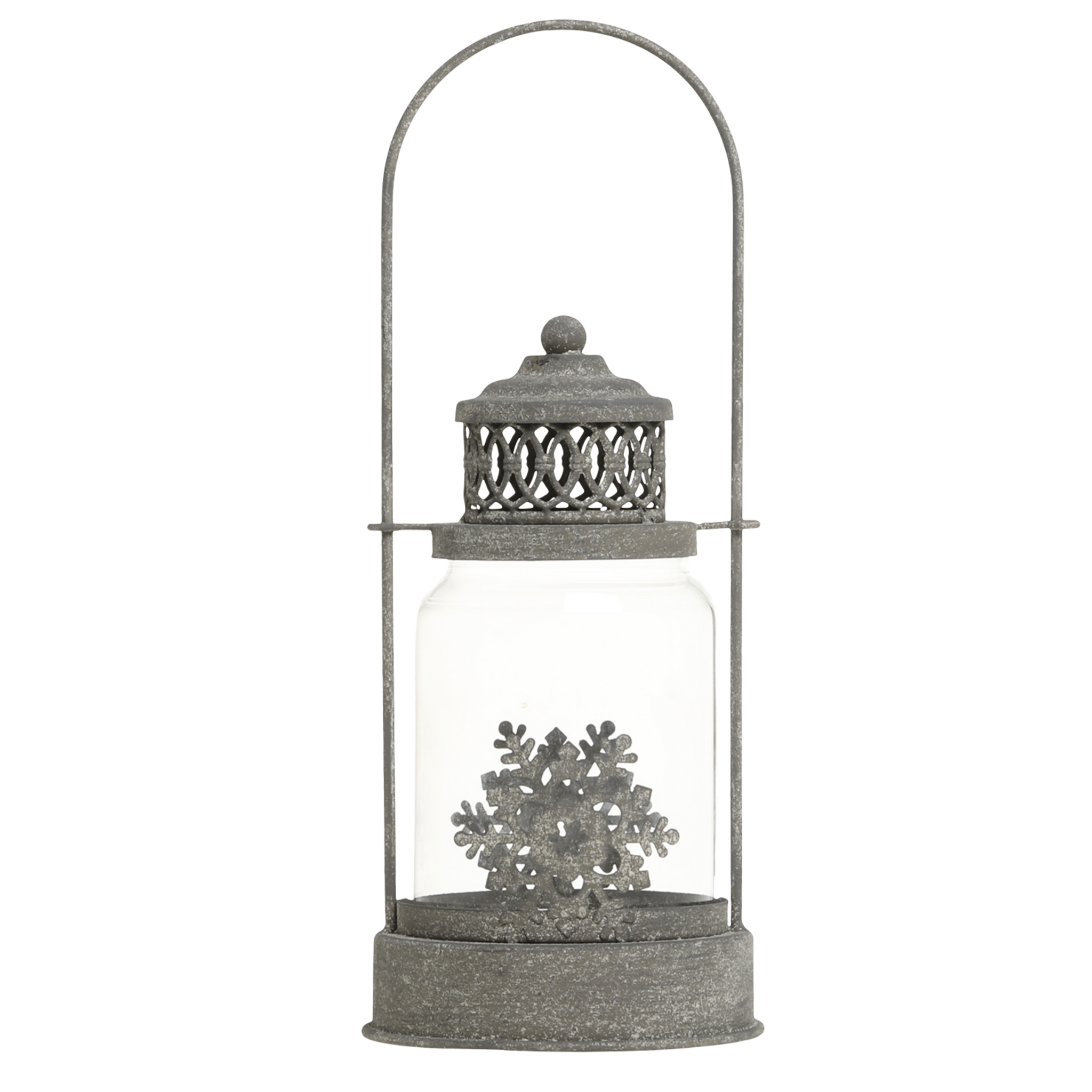 Winterliche Laterne aus Eisen, antique zink 