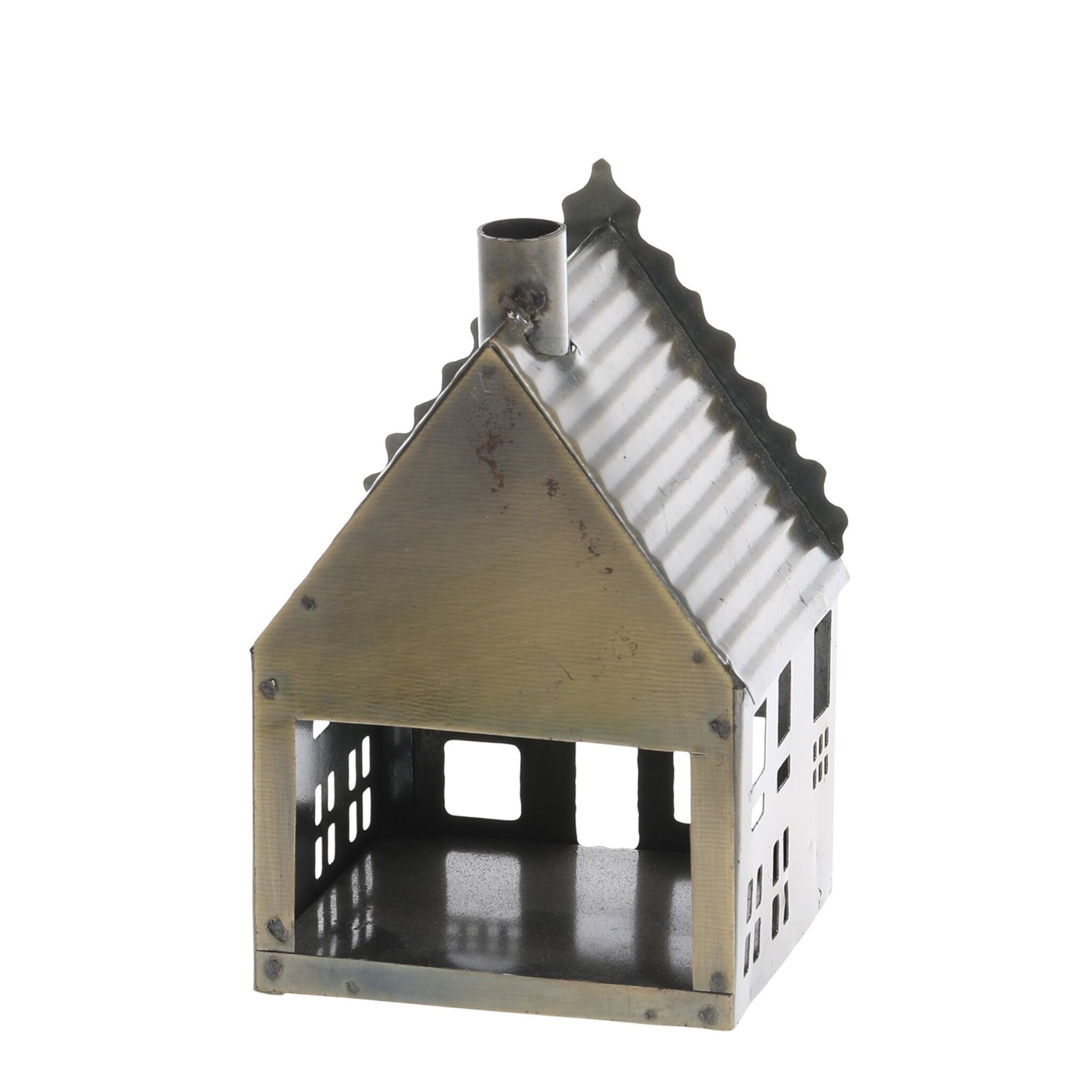 Winterliches Lichthaus, antique messing Höhe 12,5, Länge: 7,5, Breite: 7,5 cm