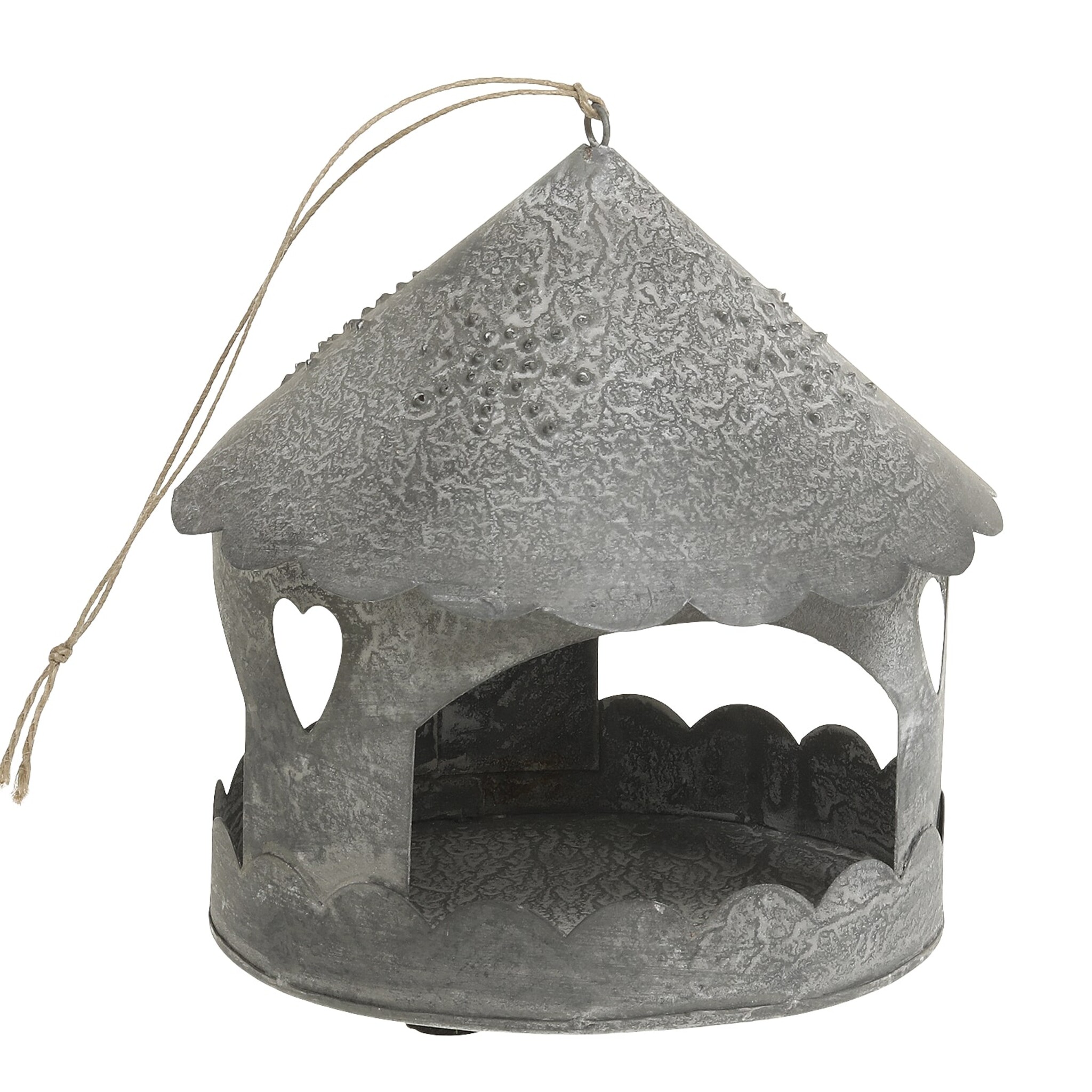 Winterliches Lichthaus zum Aufhängen Rund, antique zink 