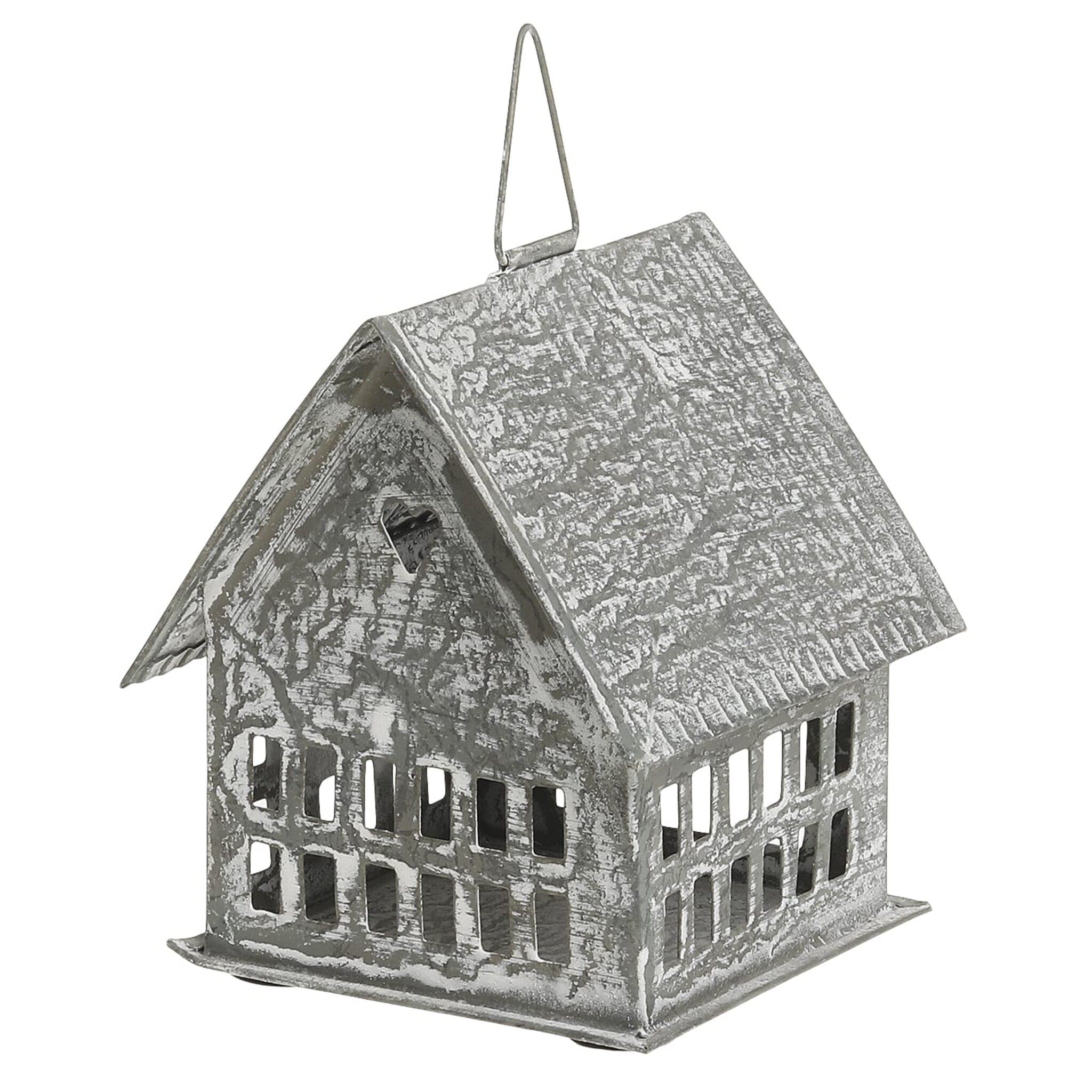 Winterliches Lichthaus zum Aufhängen, antique zink 