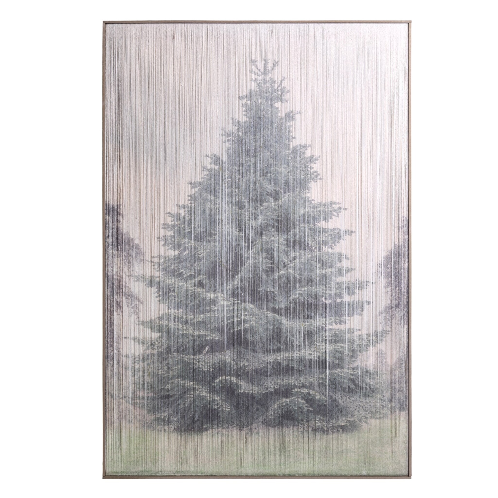 Winterliches Wandbild mit Tannenbaum und LED Lichtern, natur 