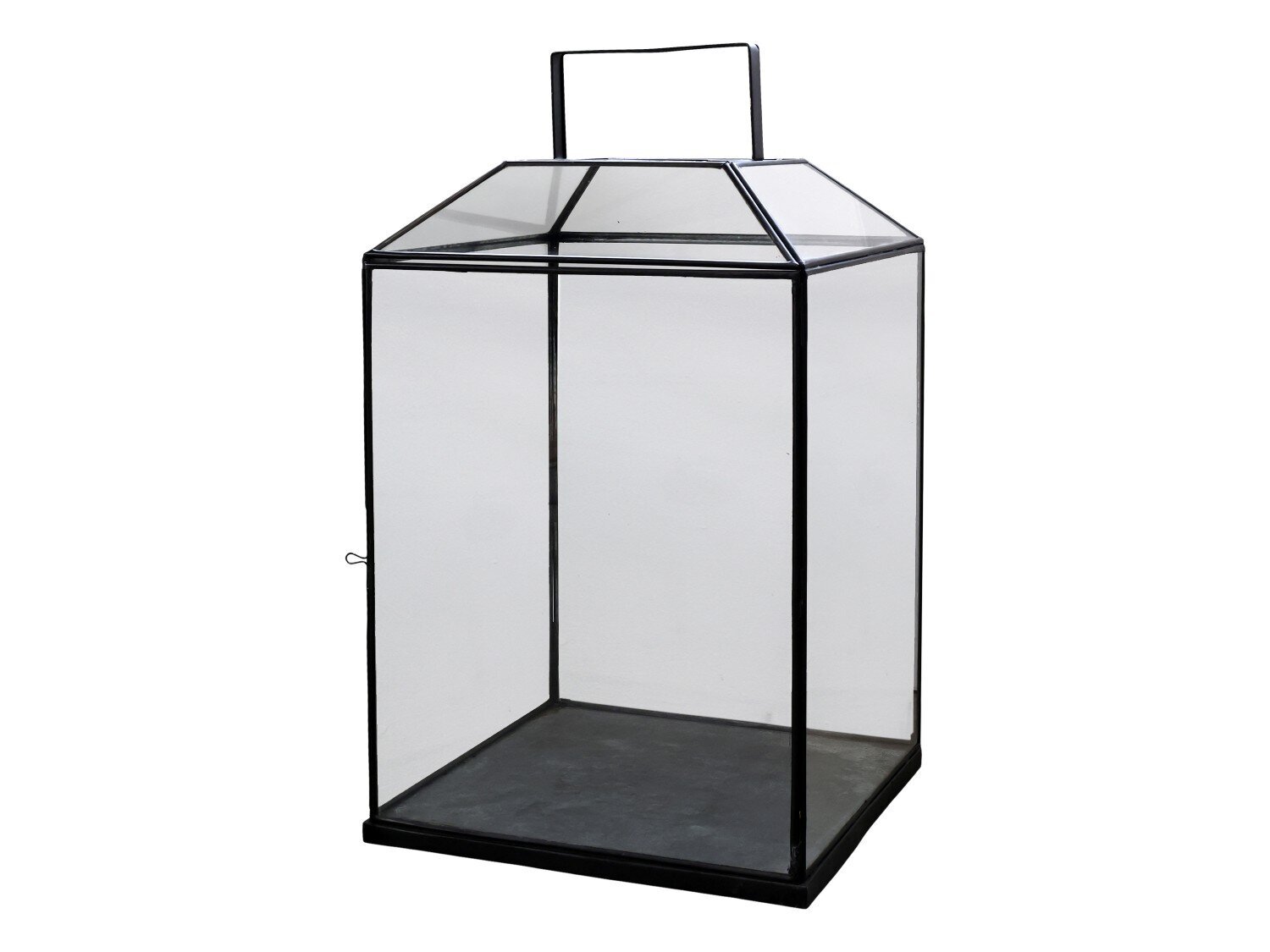 XL Laterne aus Glas und Eisen, schwarz 42x42x72cm