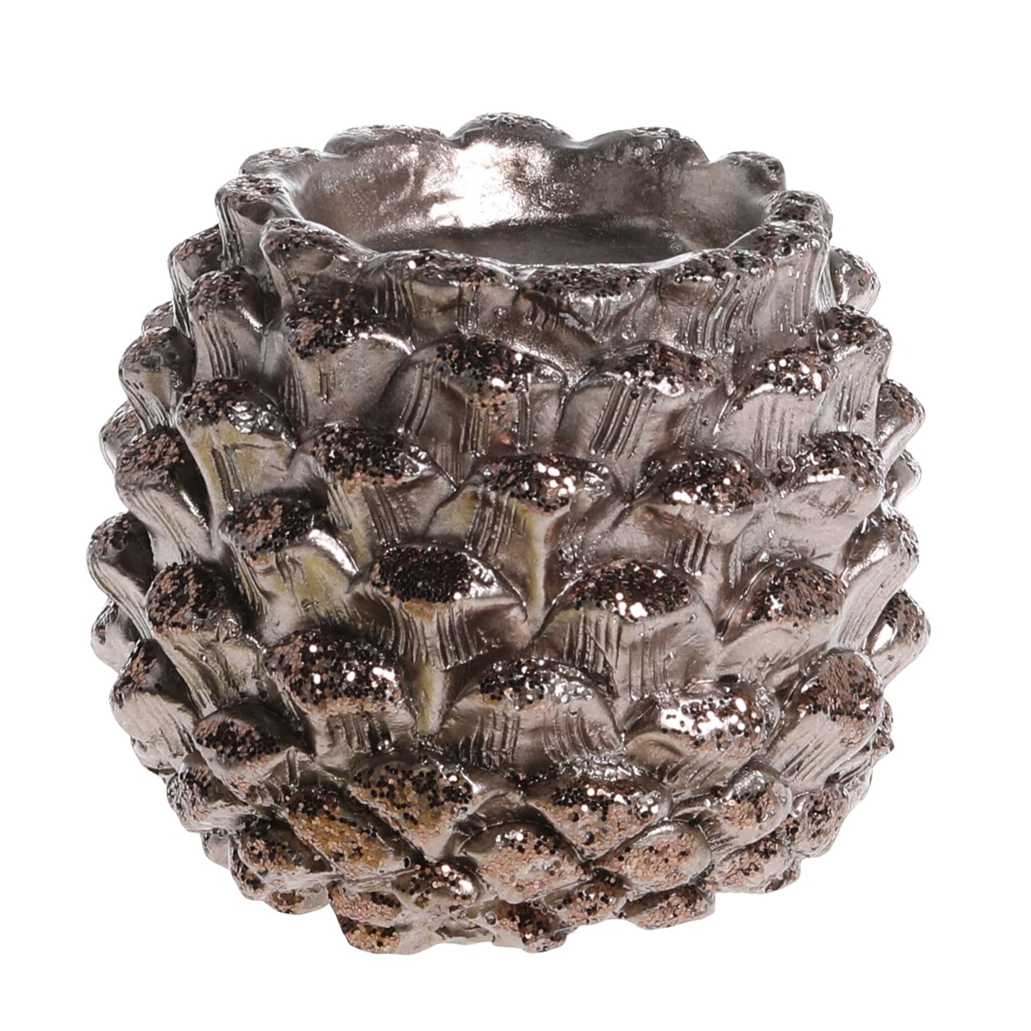 Zapfen Teelichthalter mit Glitzer, mokka 