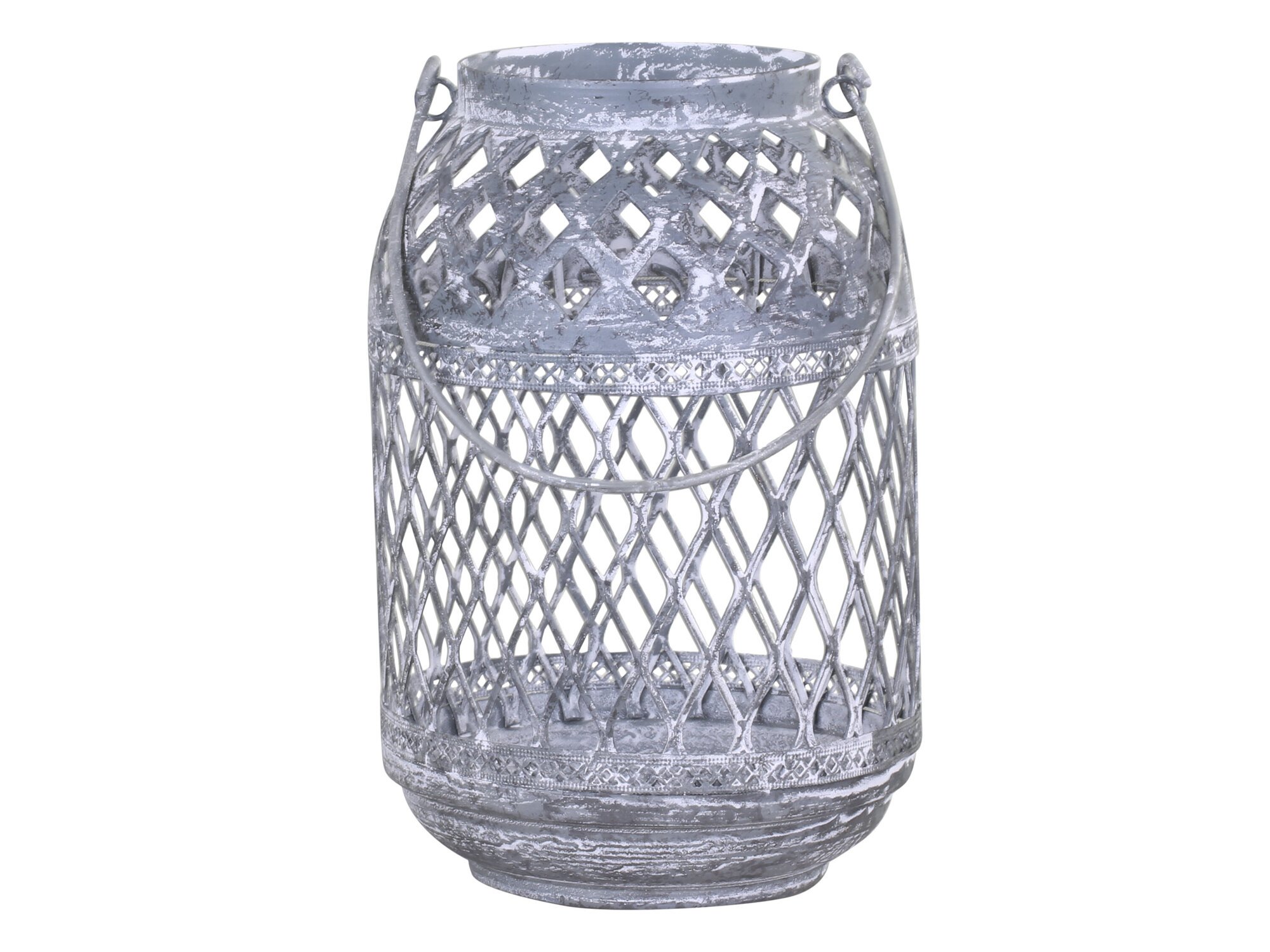 Zink Laterne mit Muster, grau Höhe 18, Ø 12 cm