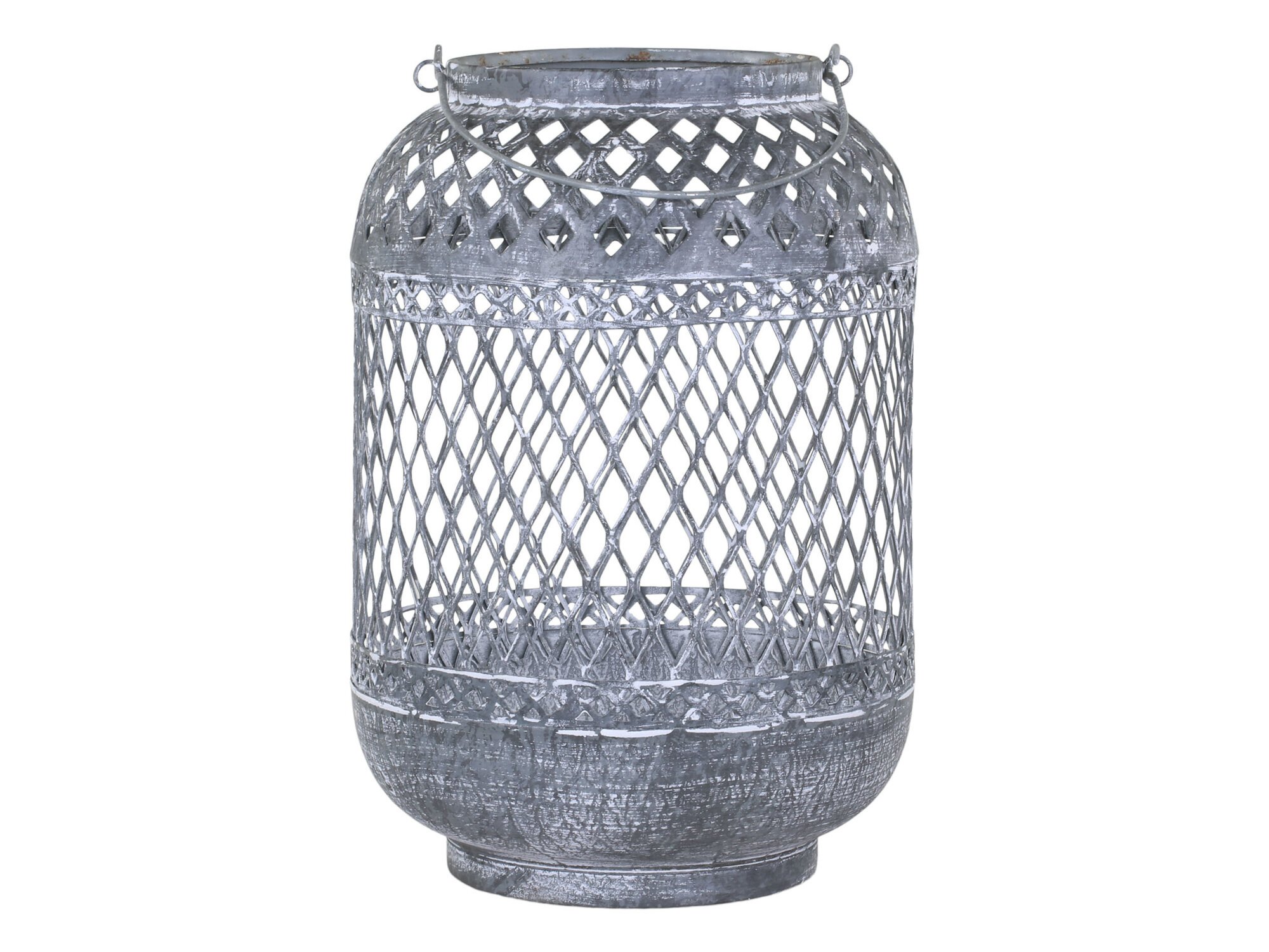 Zink Laterne mit Muster, grau Höhe 29, Ø 19 cm