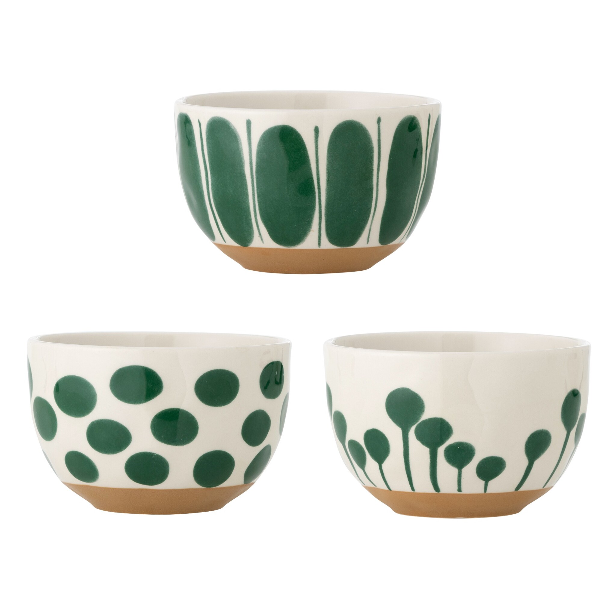 Linora Schalen 3er Set Steingut, grün 