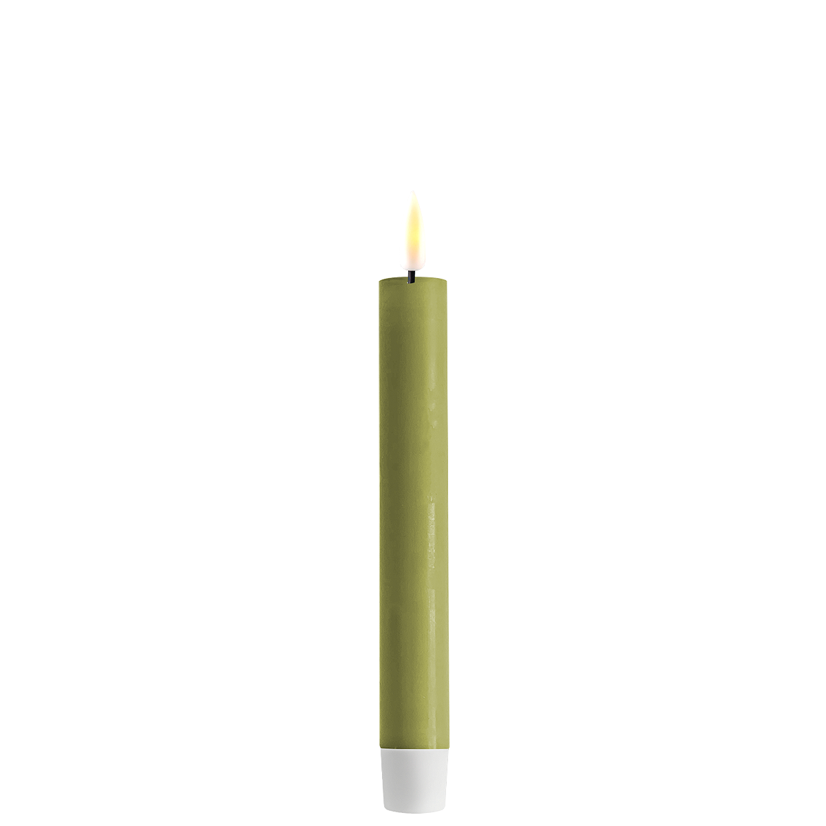 LED 2er Set Stabkerze Real Flame, olive 15 cm, Ø 2,2 cm