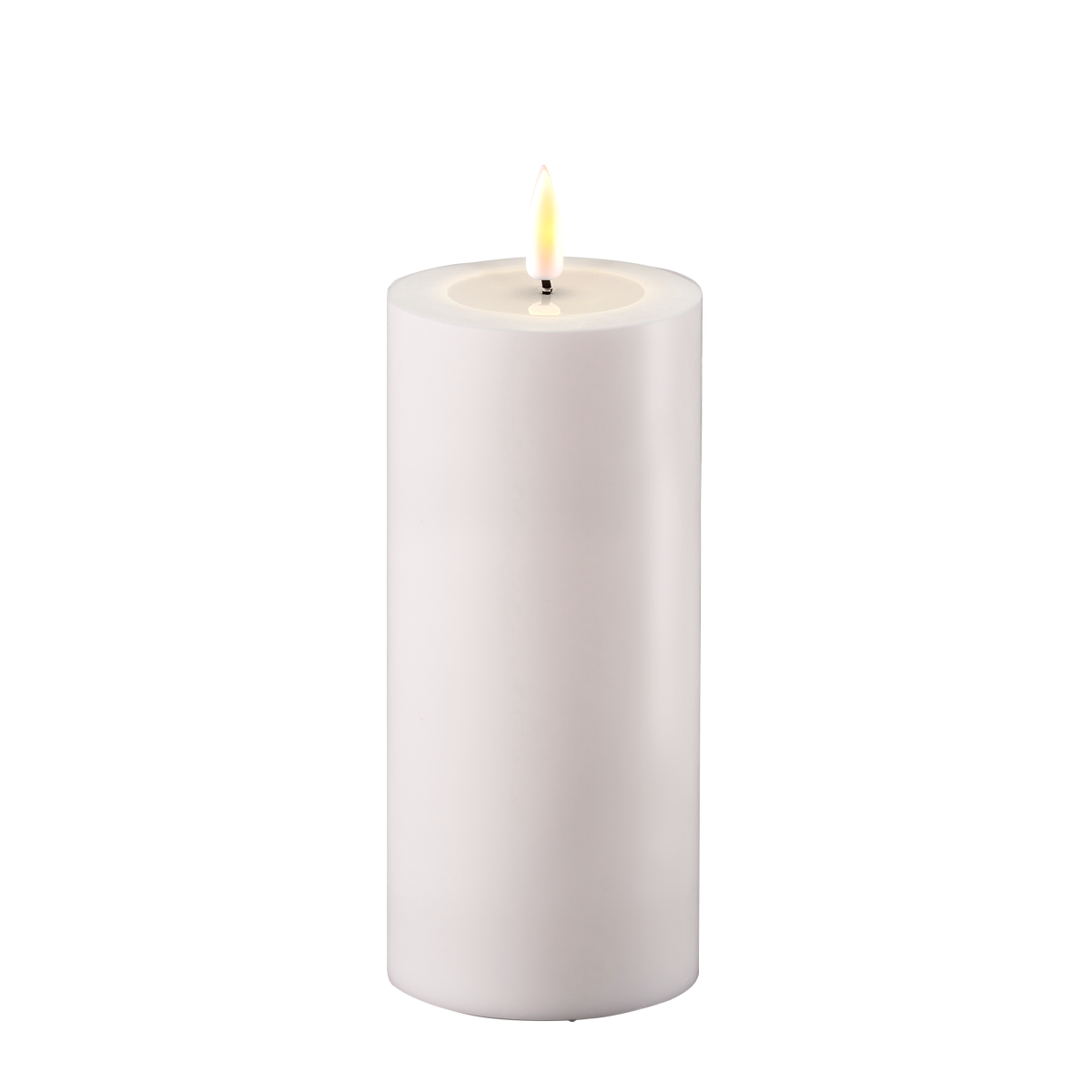 LED Real Flame Outdoor Stumpenkerze weiß, weiss Ø7,5 x H15cm