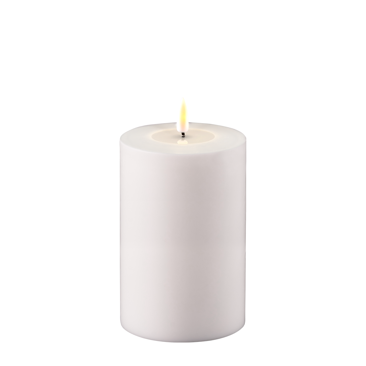 LED Real Flame Outdoor Stumpenkerze weiß, weiss Ø10 x H15cm