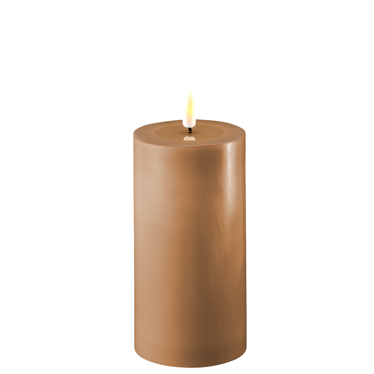 LED Stumpenkerze Real Flame karamell, karamell Ø7,5 x H15cm