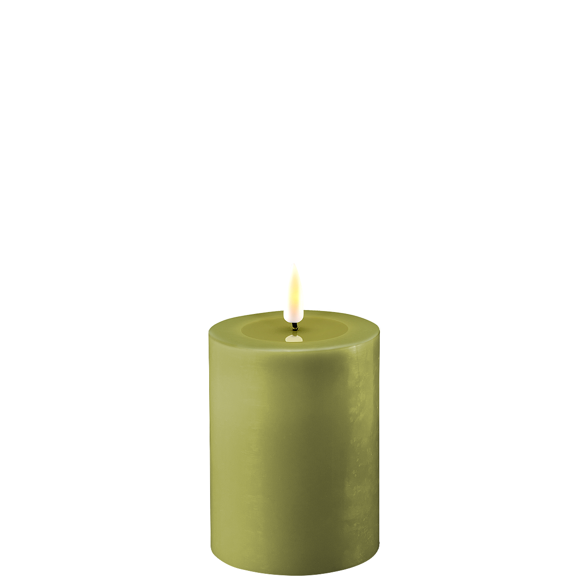 LED Stumpenkerze Real Flame olive, olive Ø7,5 x H10cm