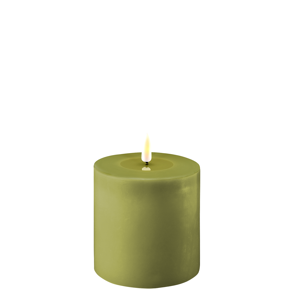 LED Stumpenkerze Real Flame olive, olive Ø10 x H10cm