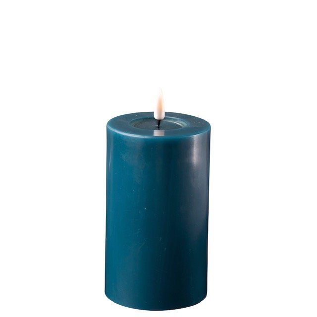 LED Stumpenkerze Real Flame petroleum, petroleum 12,5 cm, Ø 7,5 cm