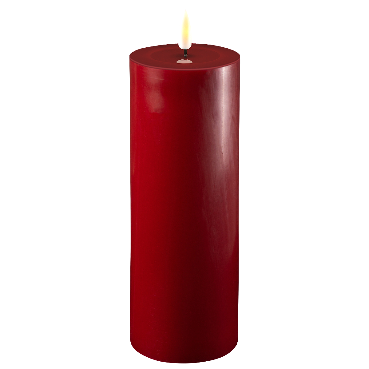 LED Stumpenkerze Real Flame bordeaux, bordeaux 20 cm, Ø 7,5 cm